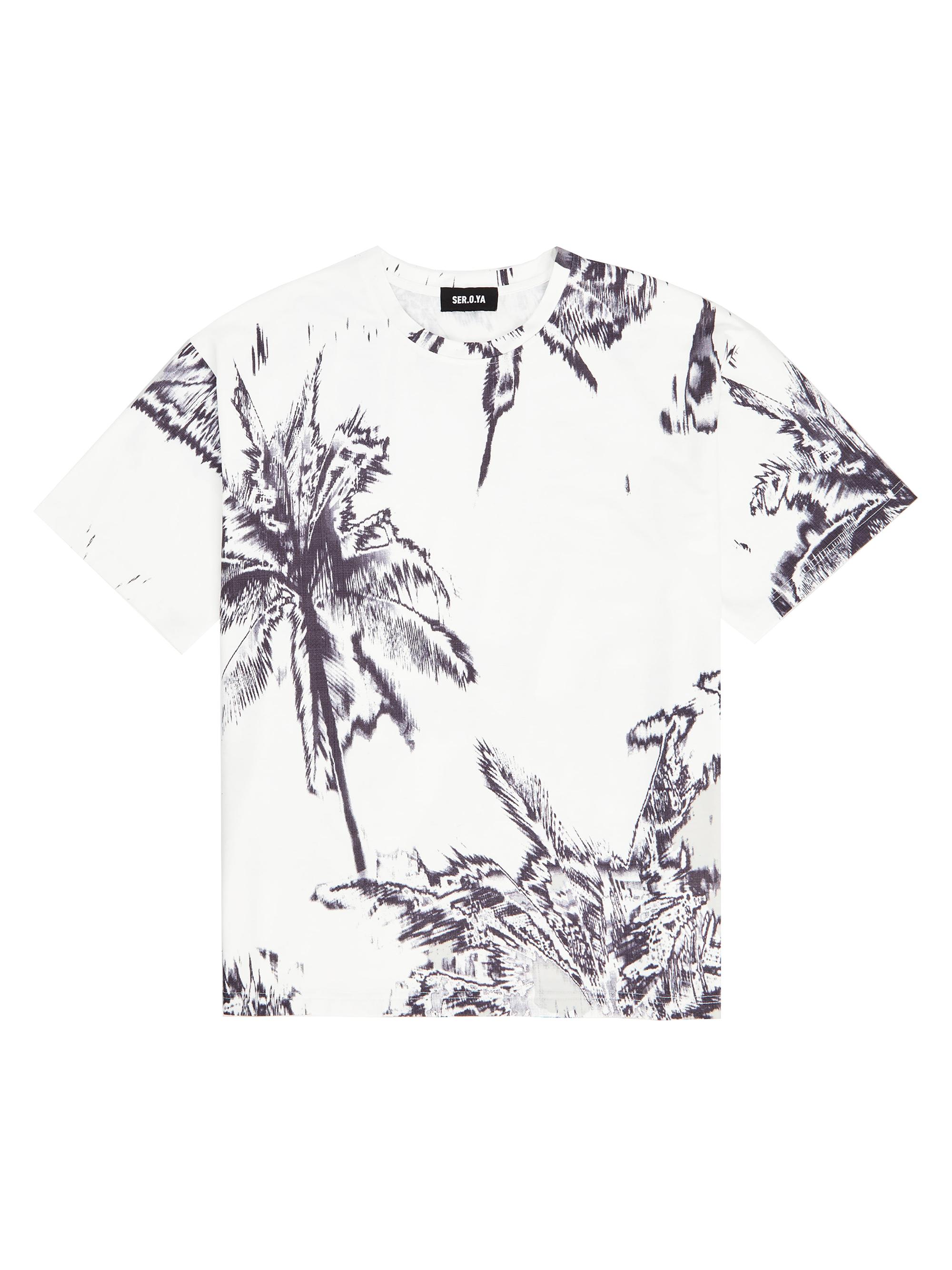 Ser.o.ya Men's Palmer T-Shirt - White Grey Palm