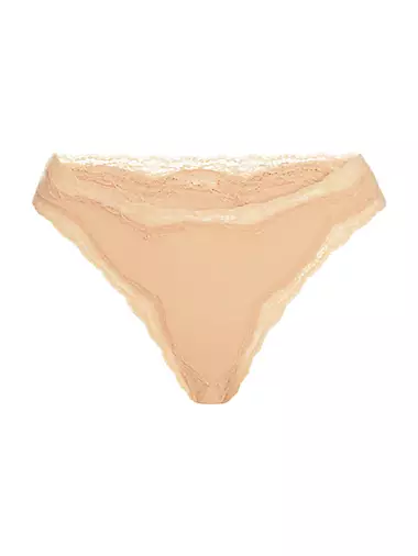 Genny Lace-Trimmed Stretch Cotton Thong