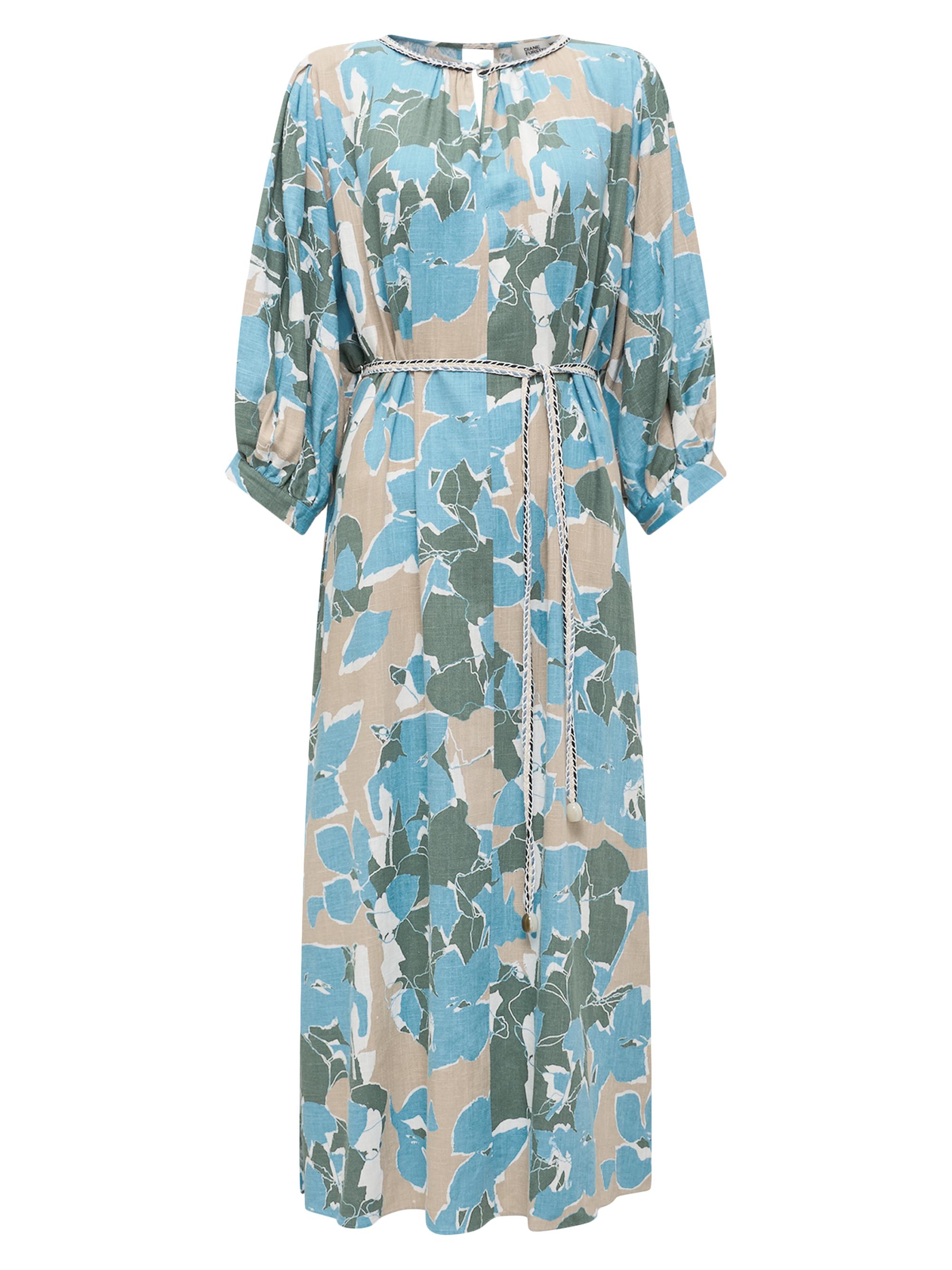Diane von Furstenberg Women's Bambi Midi-Dress - Earth Floral Multi Cerulean