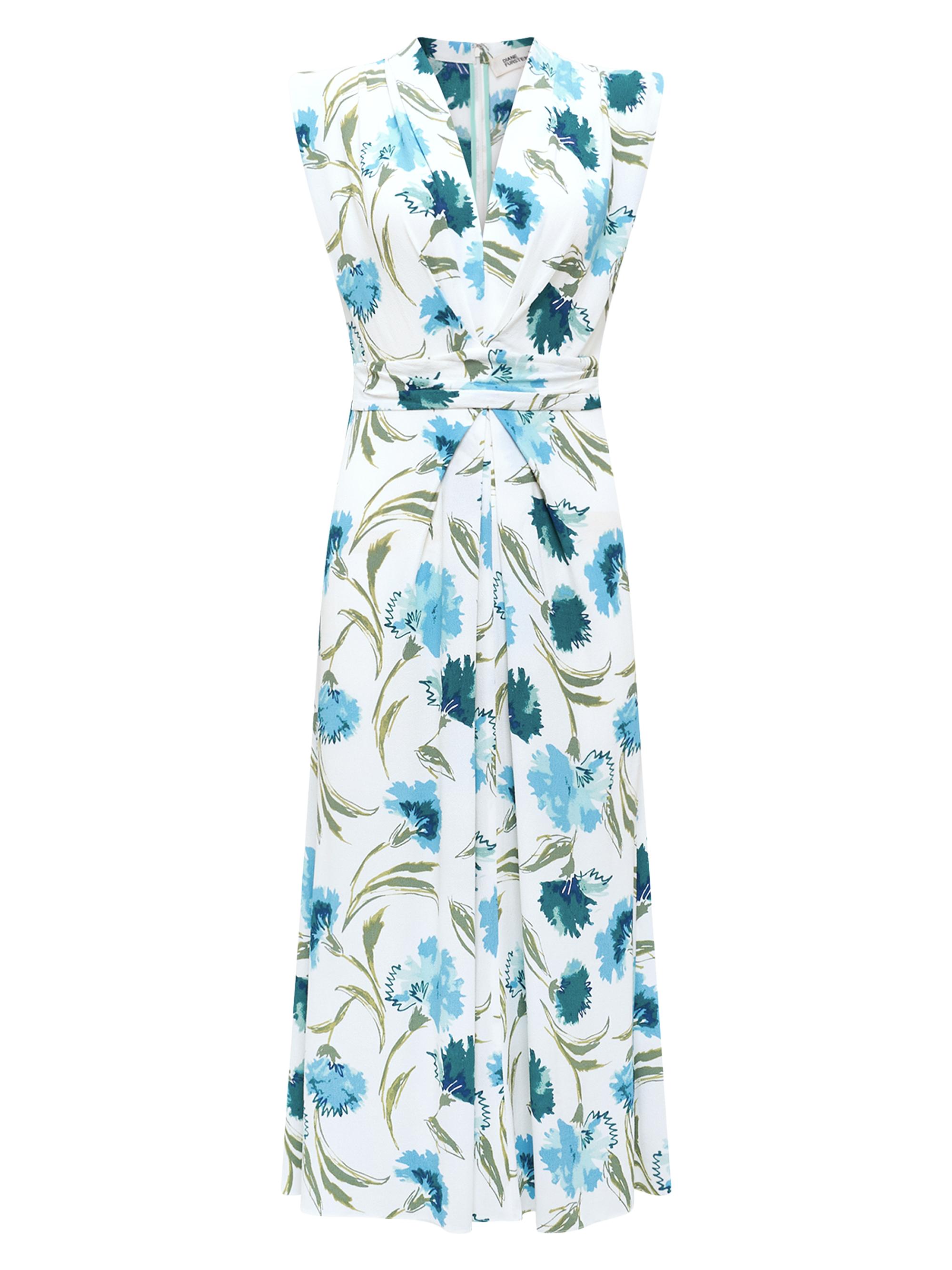 Diane von Furstenberg Women's Livia Floral Midi-Dress - Dianthus Large Blue