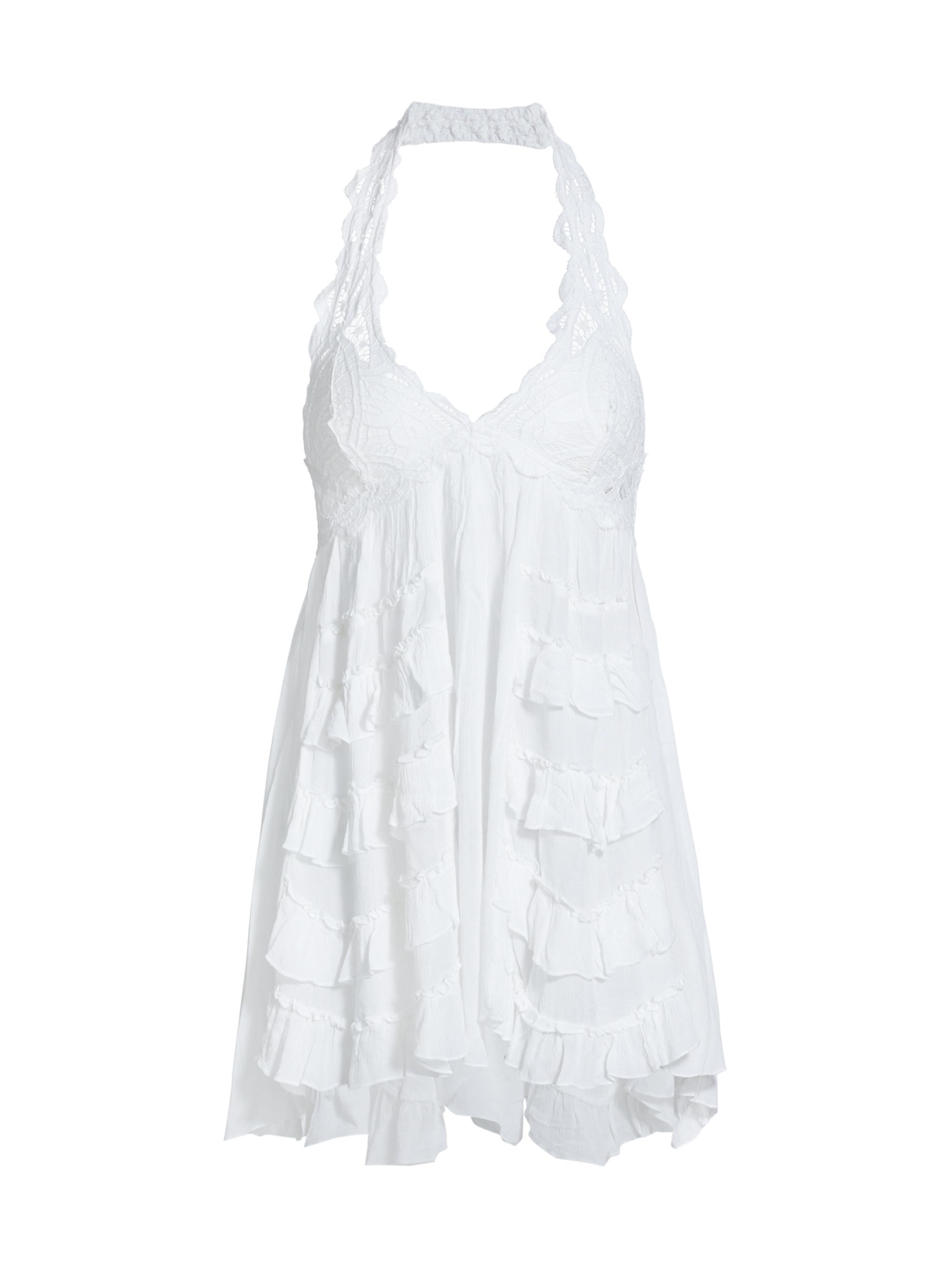 Free People Women's Adella Lace Halterneck Slip - White