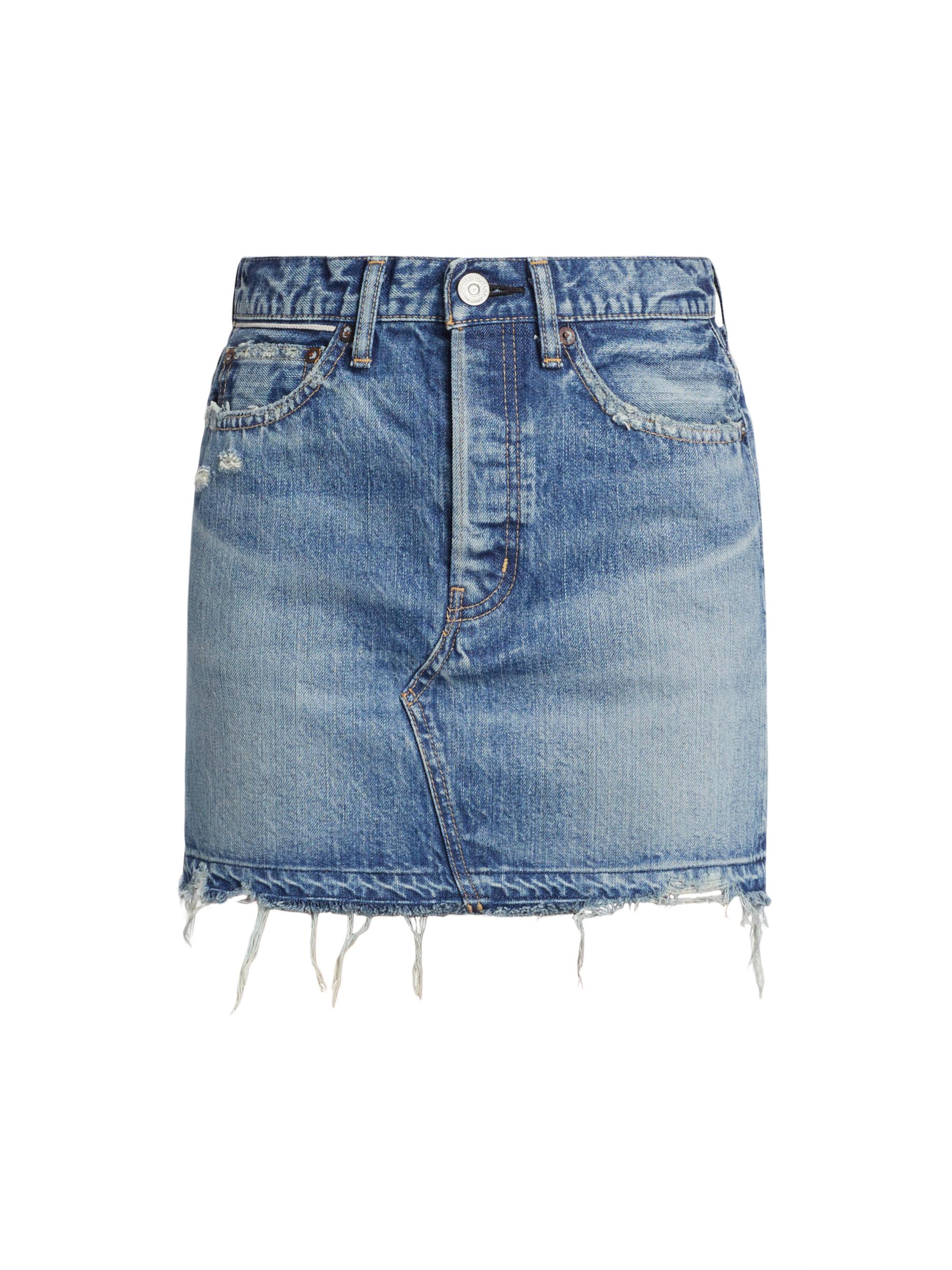 Moussy Vintage Women's Lincoya Distressed Denim Miniskirt - Blue