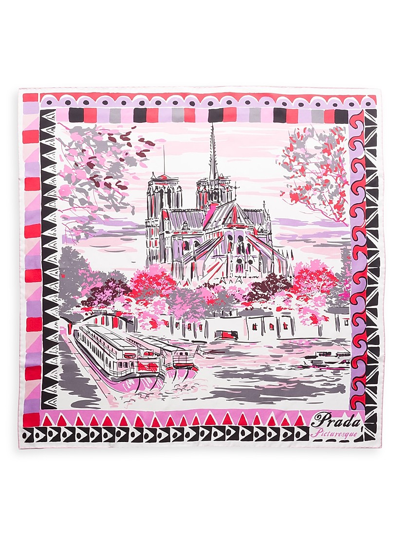 Shop Prada Pittoresque Paris Printed Silk Foulard 90CM Shop Prada Pittoresque Paris Printed Silk Foulard 90CM
