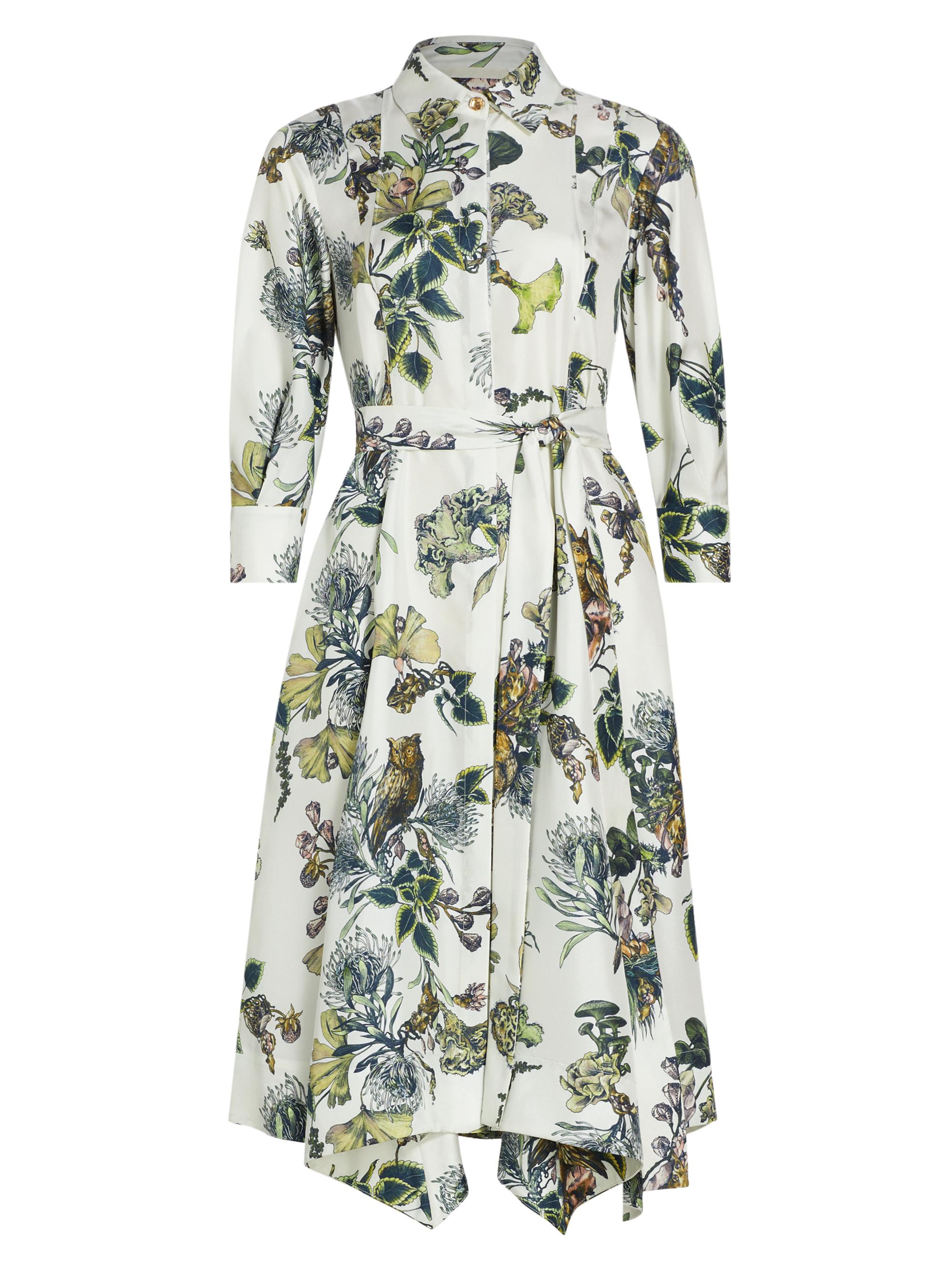 Jason Wu Collection Women's Forest Floral Silk Belted Shirtdress - Chalk Multi