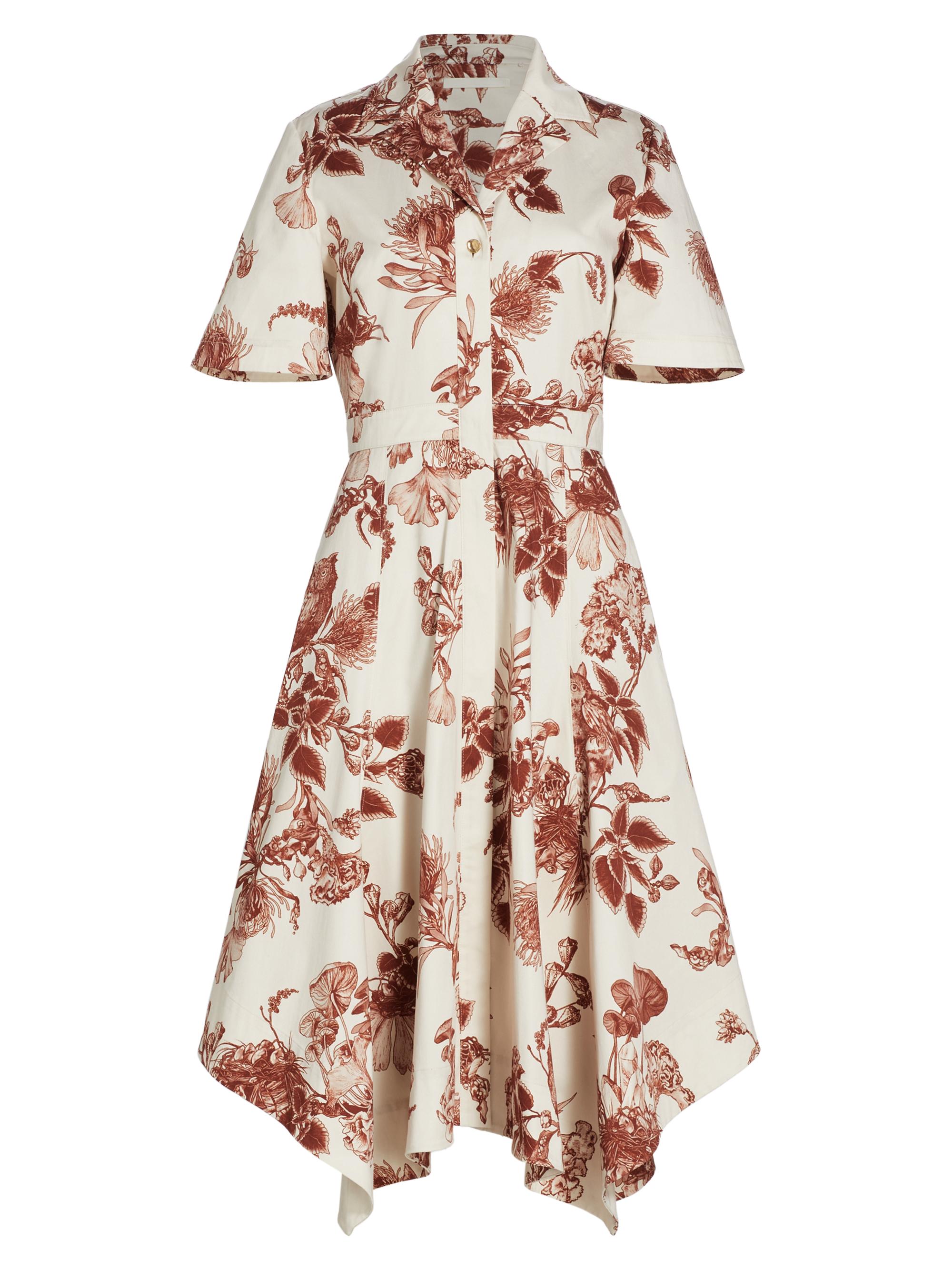 Jason Wu Collection Women's Forest Floral Cotton Handkerchief Midi-Dress - Calico Rust