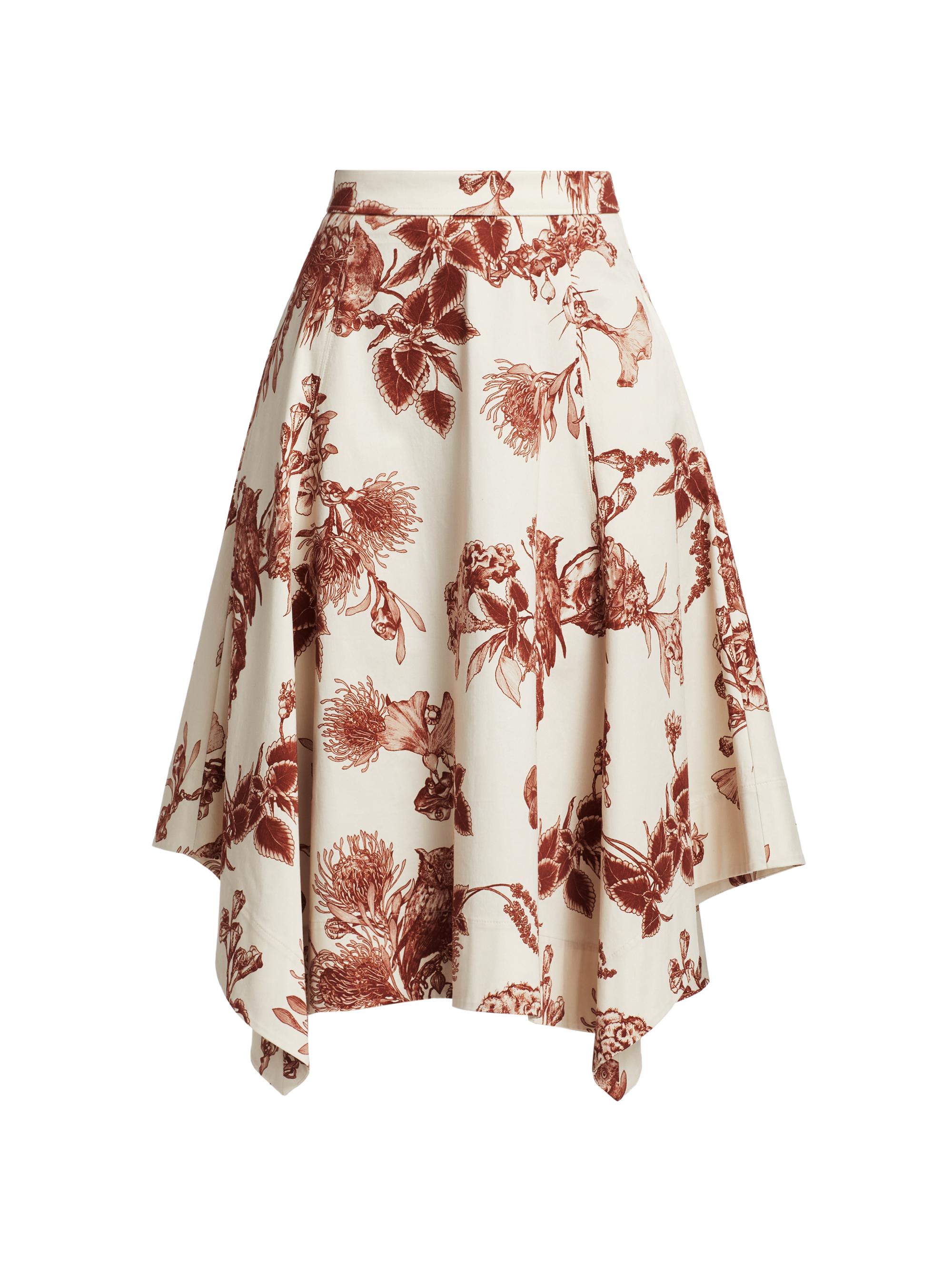 Jason Wu Collection Women's Floral Handkerchief Midi-Skirt - Calico Rust