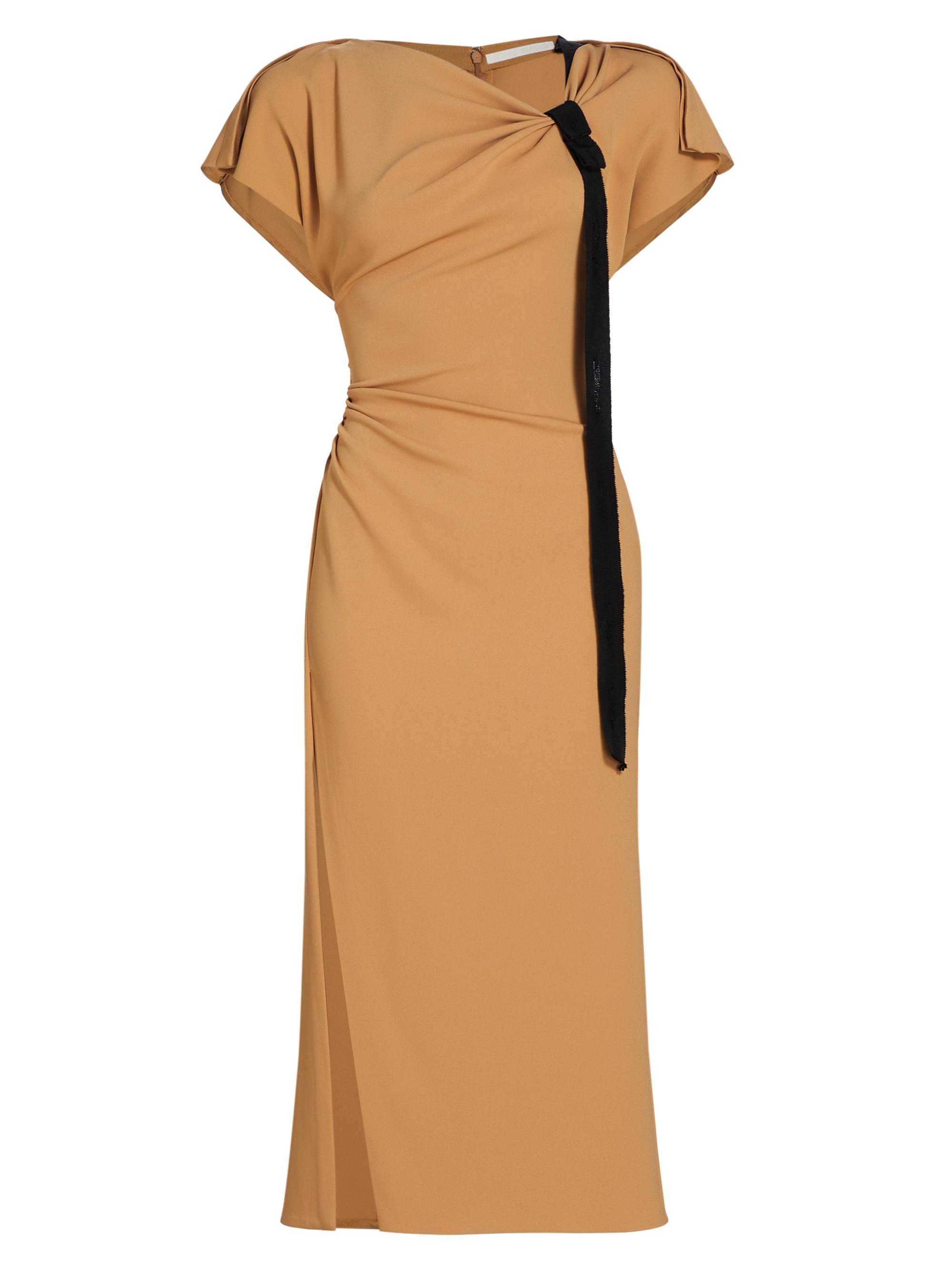 Jason Wu Collection Women's Draped Neck Tie-Detail Crepe Dress - Latte