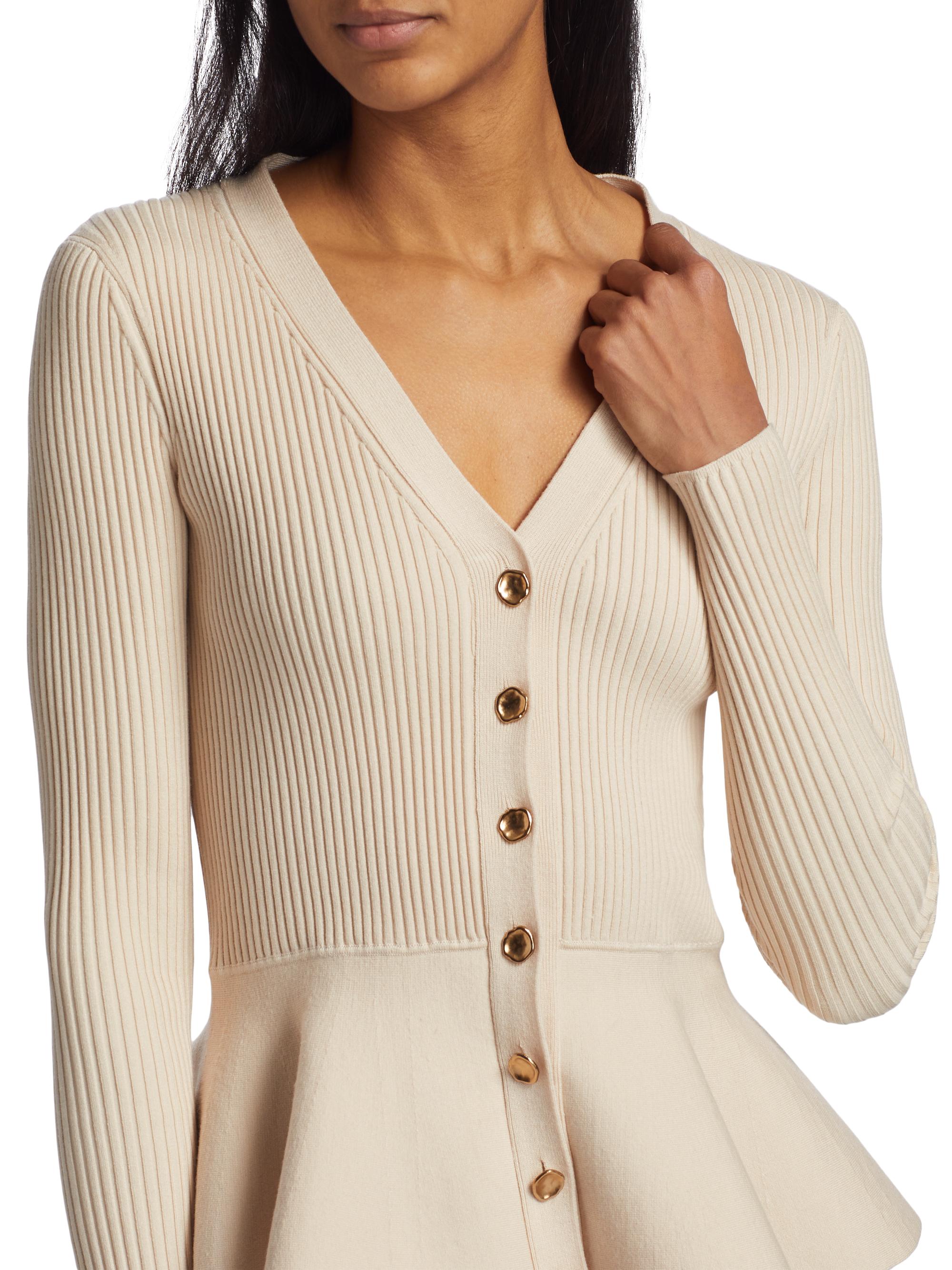 Jason Wu Collection Rib-Knit Peplum Cardigan | Saks Fifth Avenue