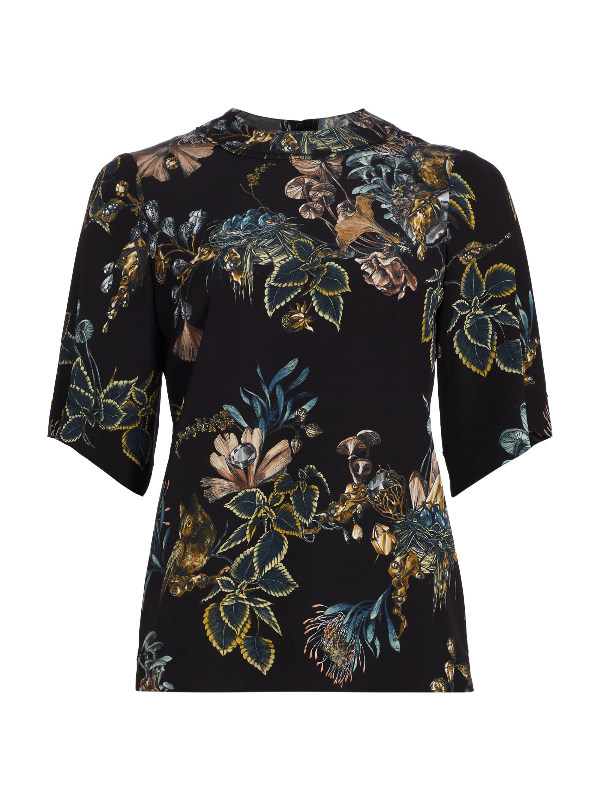Jason Wu Collection Women's Forest Floral Silk Top - Black Multi