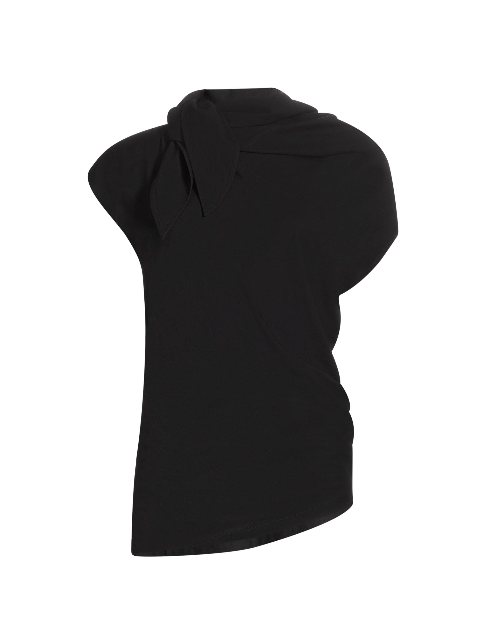 Issey Miyake Women's Cotton Jersey Knotted Blouse - Black