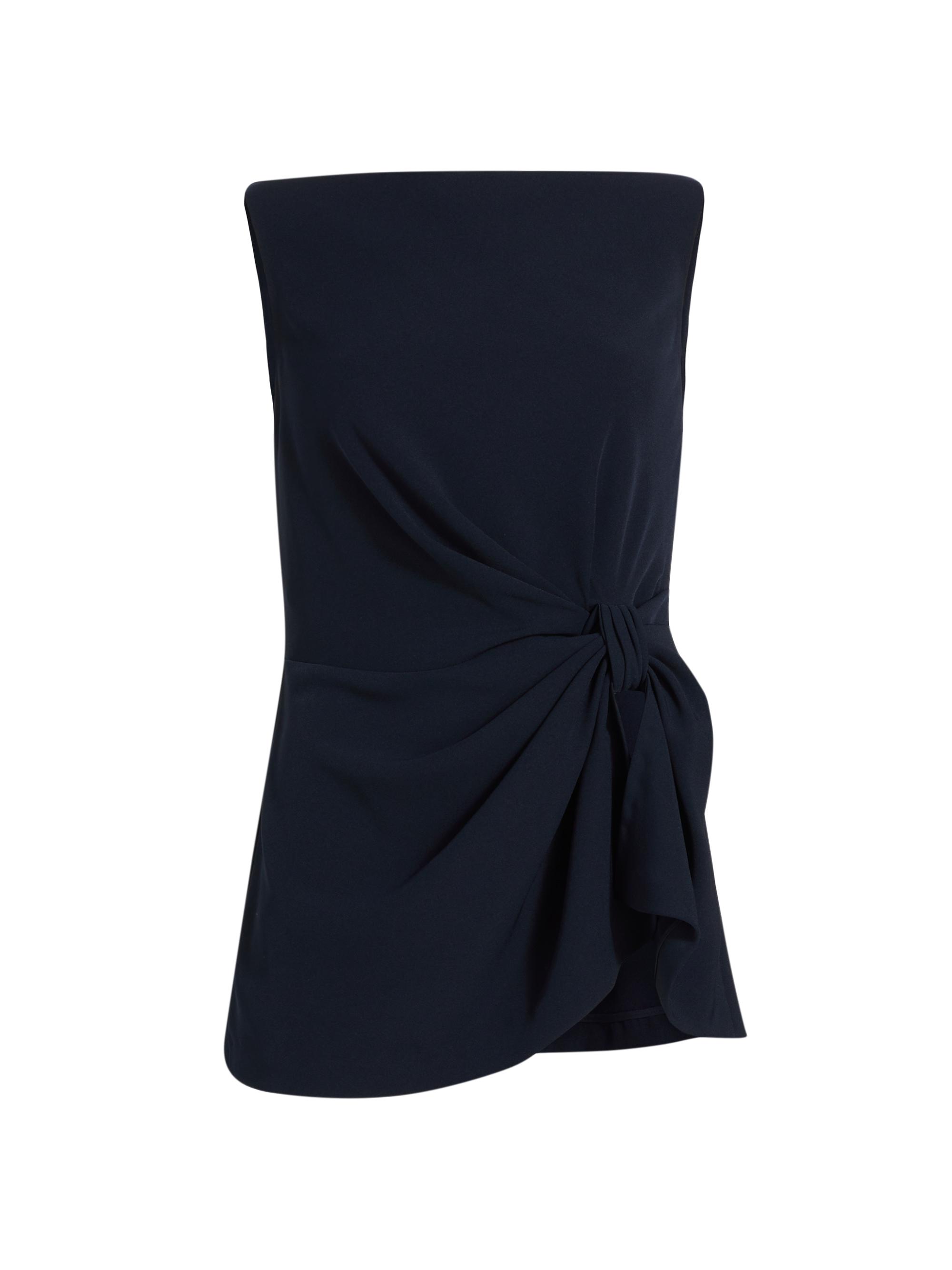 Lela Rose Women's Boatneck Knotted Crepe Top - Navy