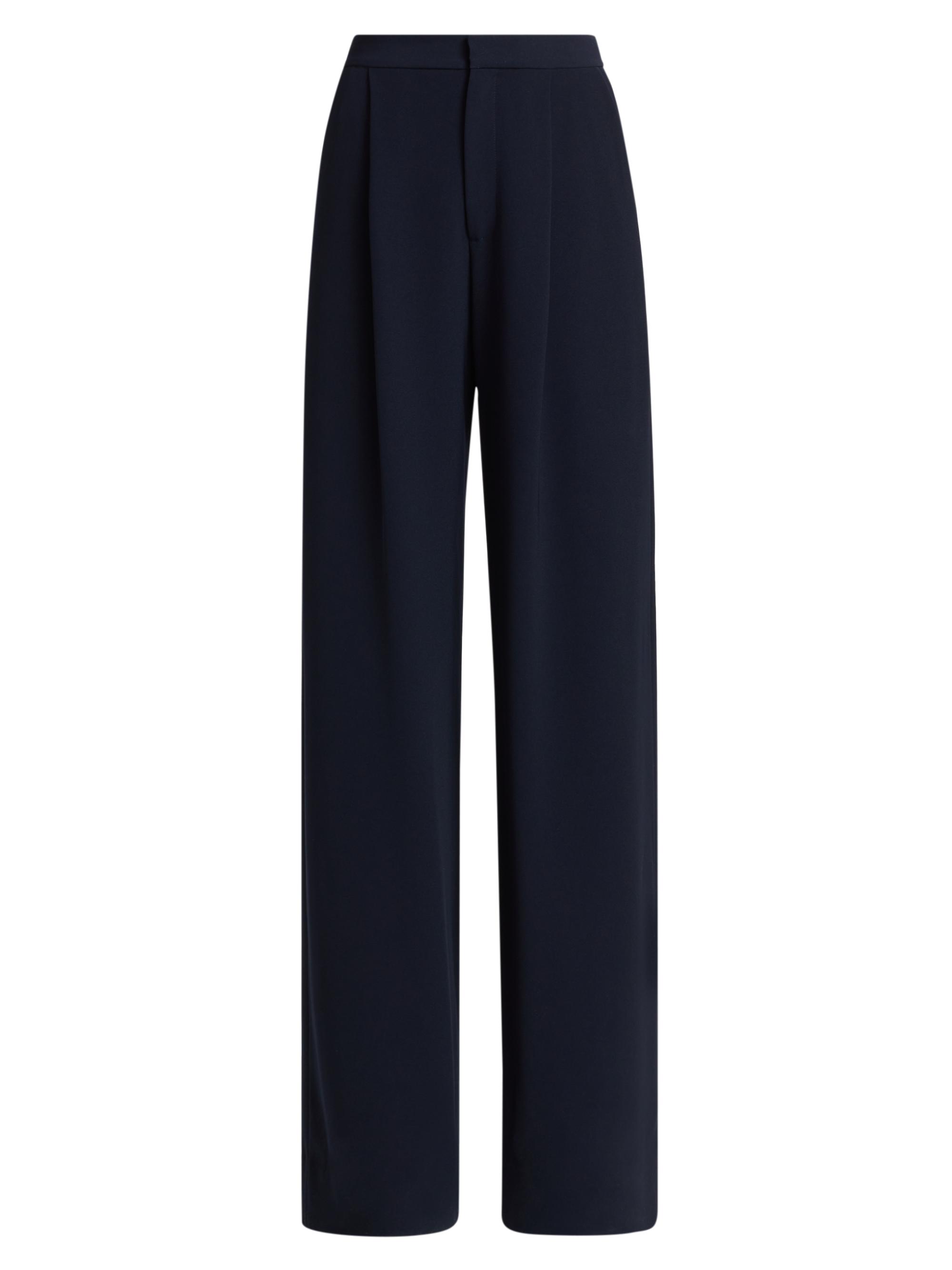 Lela Rose Women's Crepe Wide-Leg Trousers - Navy