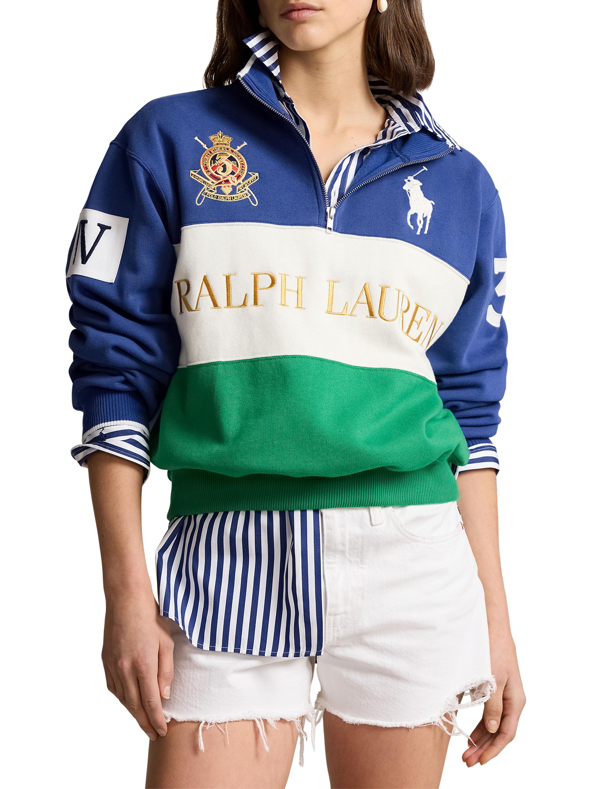Polo Ralph Lauren Logo Paneled Cotton Fleece Half-Zip