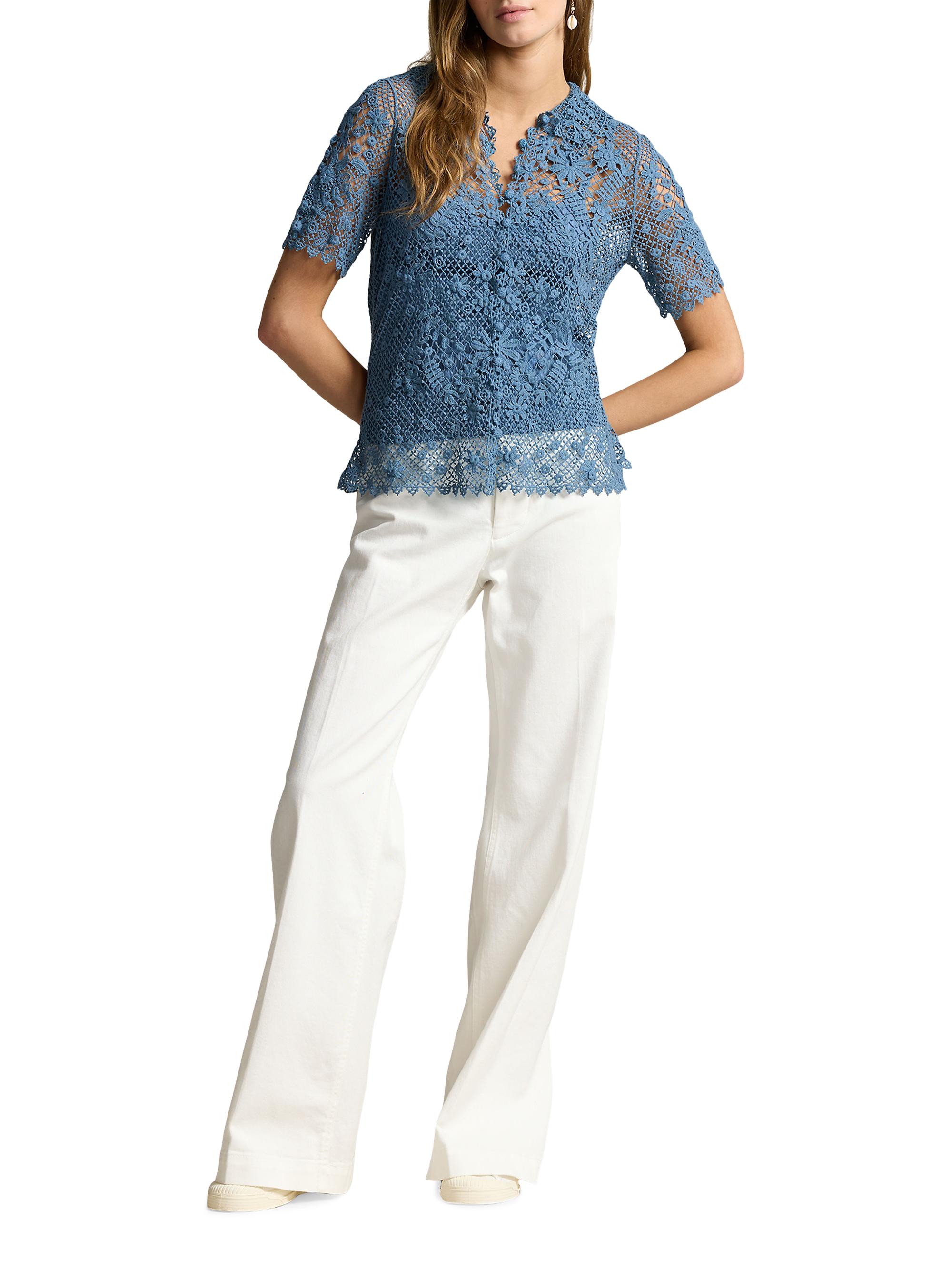 Polo Ralph Lauren Floral Cotton Lace Blouse | Saks Fifth Avenue