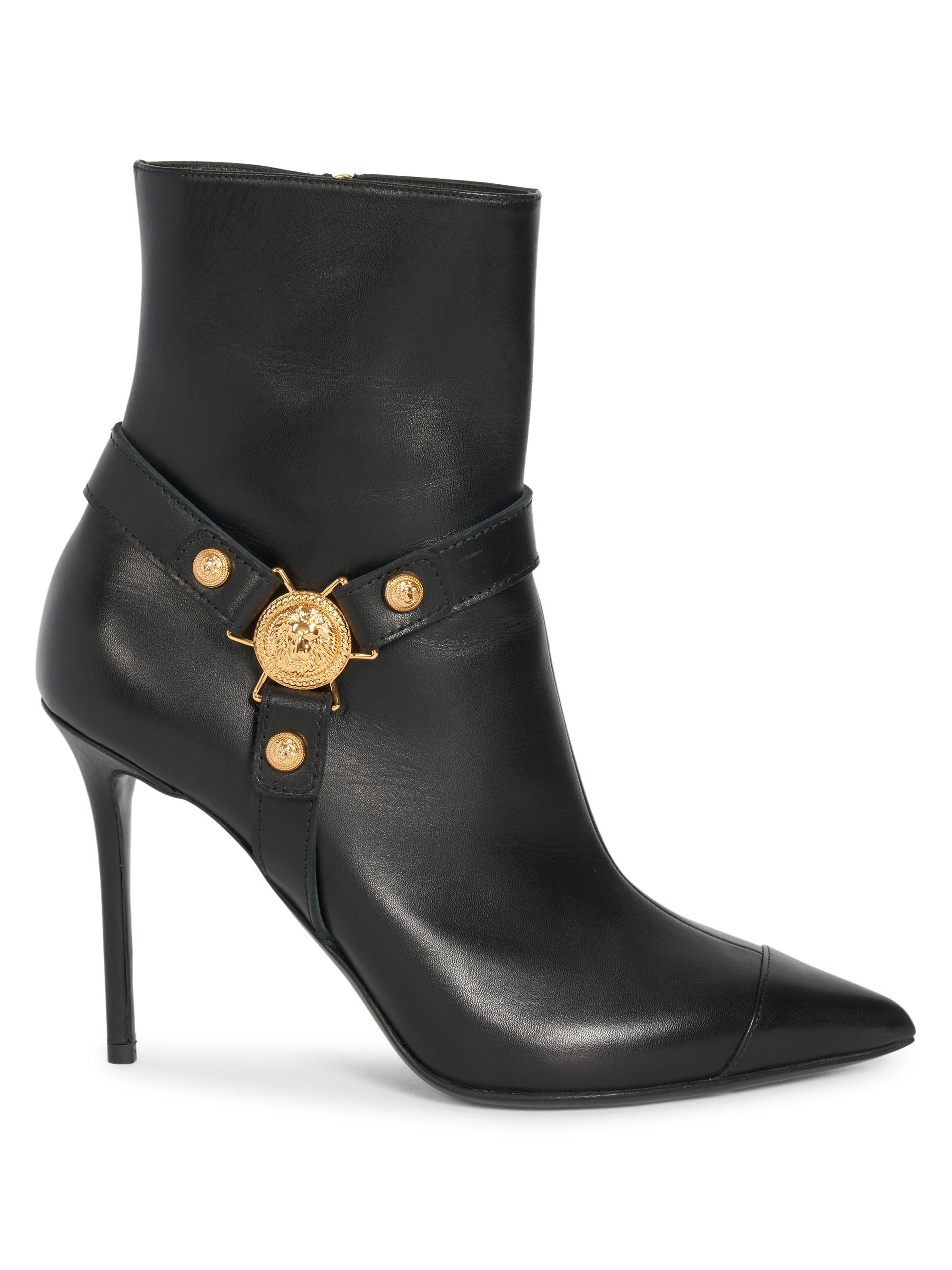 Balmain Women's Eva 5MM Leather Booties - Noir