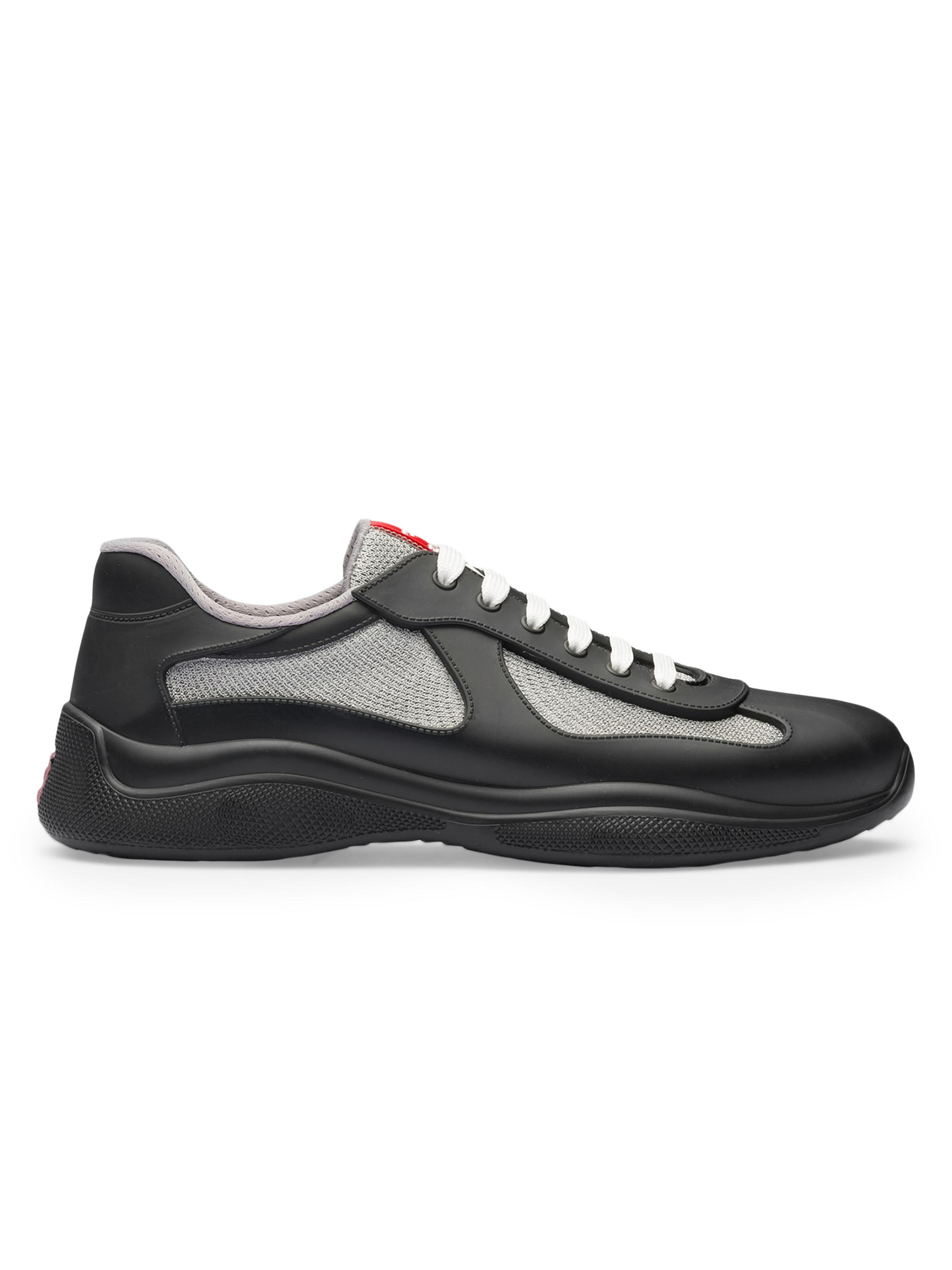 Prada Men's America's Cup Soft Rubber and Bike Fabric Sneakers - Black
