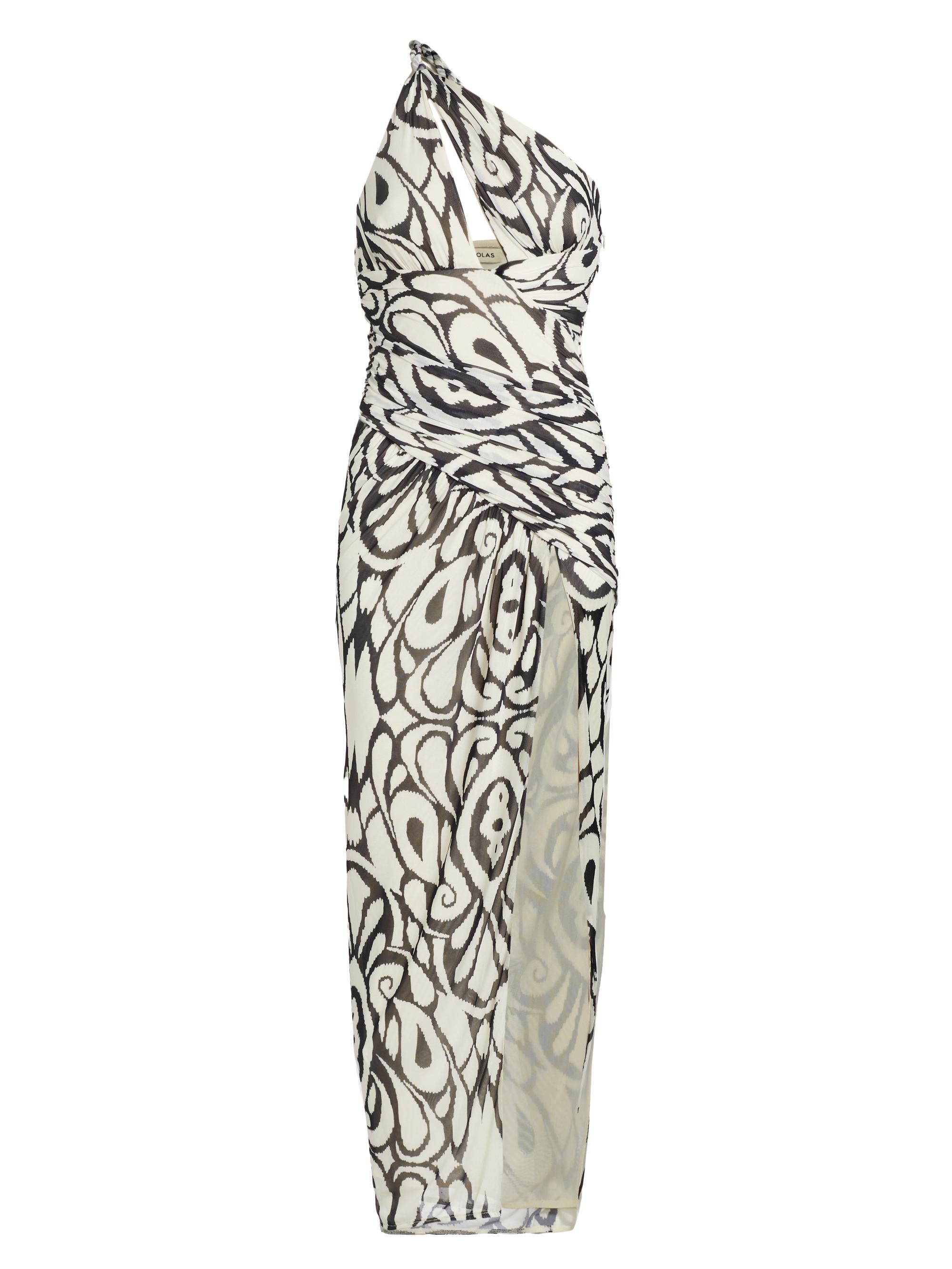 Nicholas the Label Women's Drue Abstract Draped Asymmetric Midi-Dress -  Inez Print