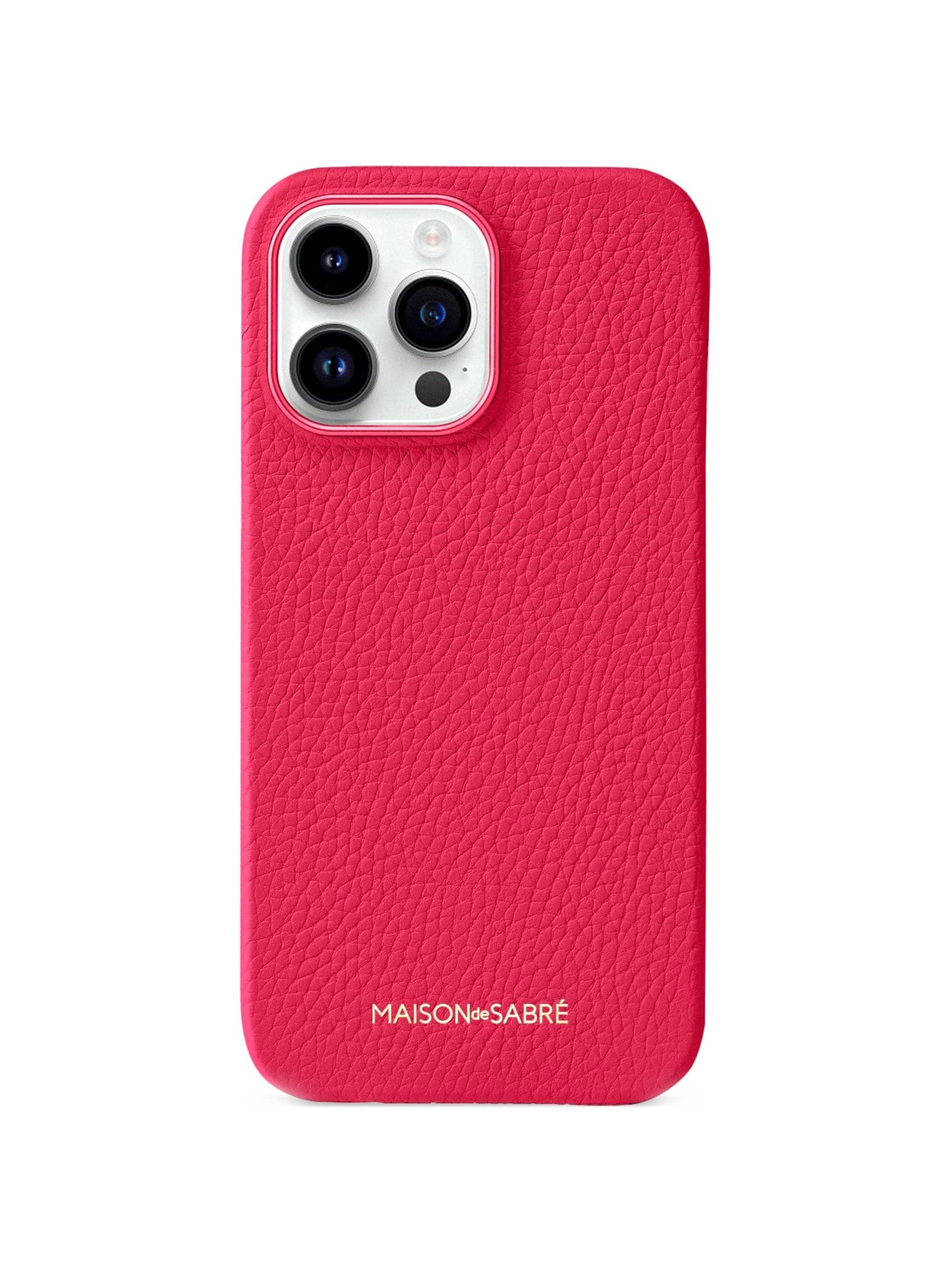 Maison de Sabre Leather Phone Case (iPhone 14 Pro) - Shibuya Fuchsia