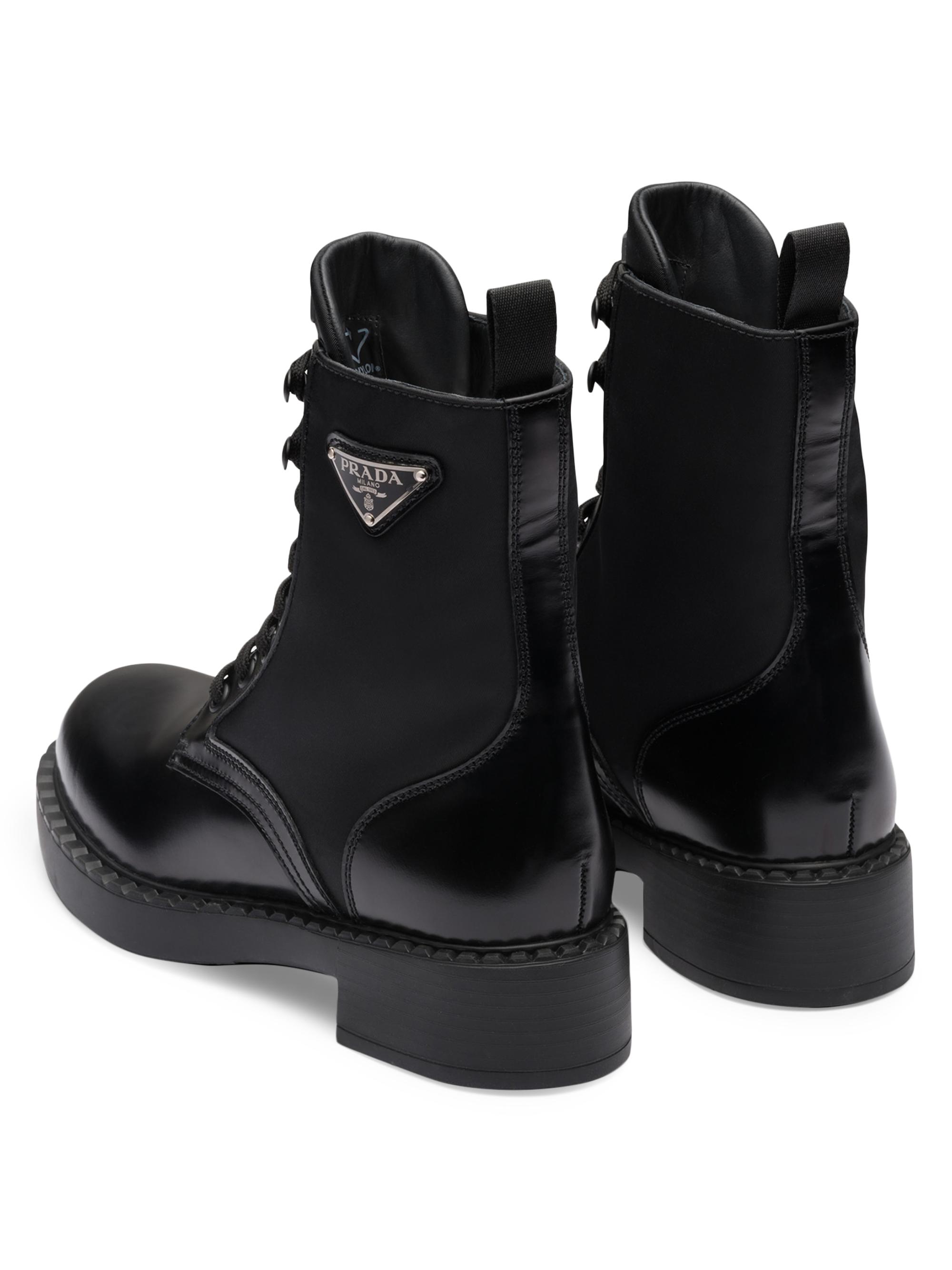 Shop Prada Brushed-Leather and Re-Nylon Boots | Saks Fifth Avenue