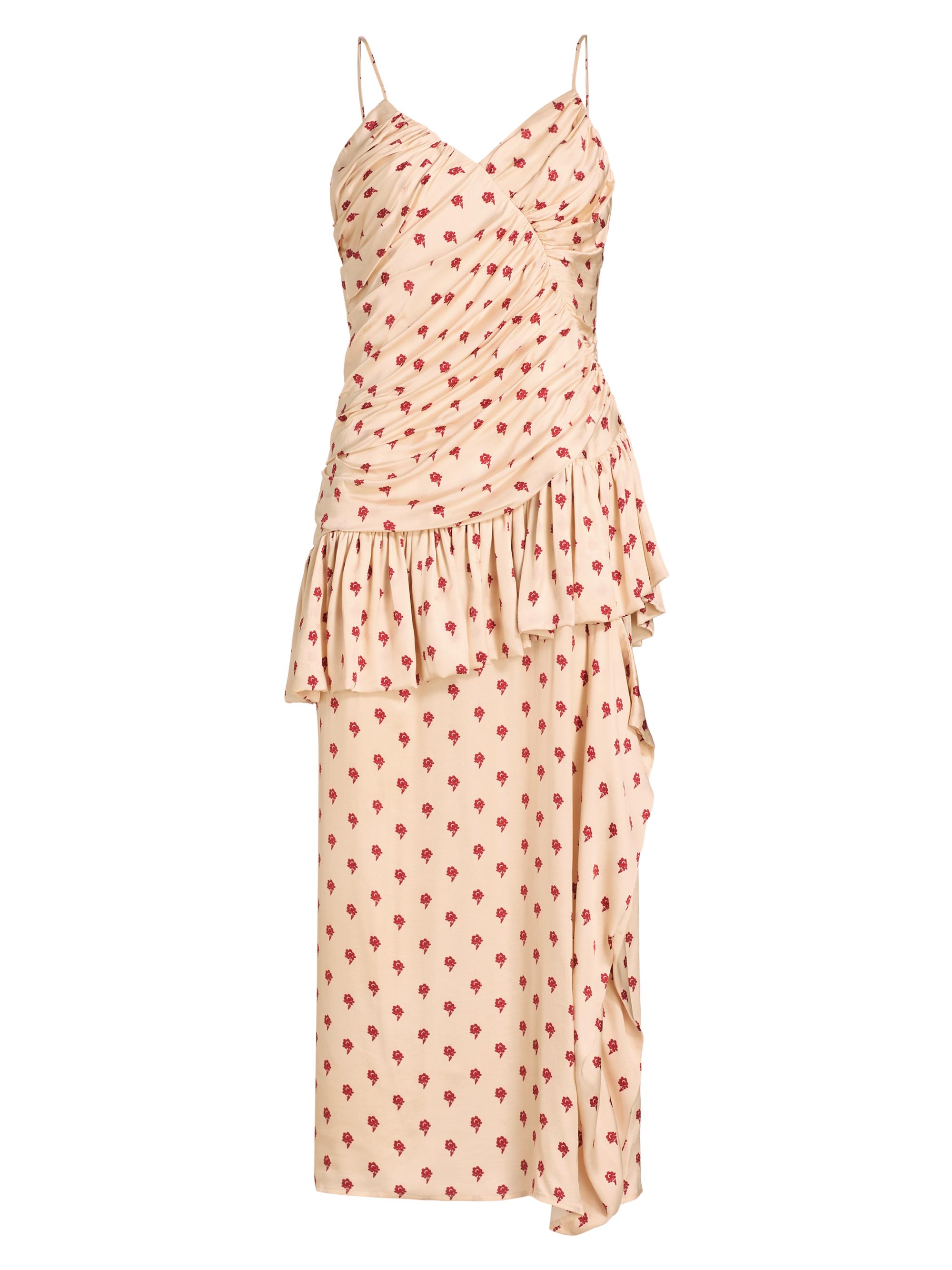 Liberowe Women's Dhalia Delhi Floral Ruffled Midi-Dress - Red Ecru