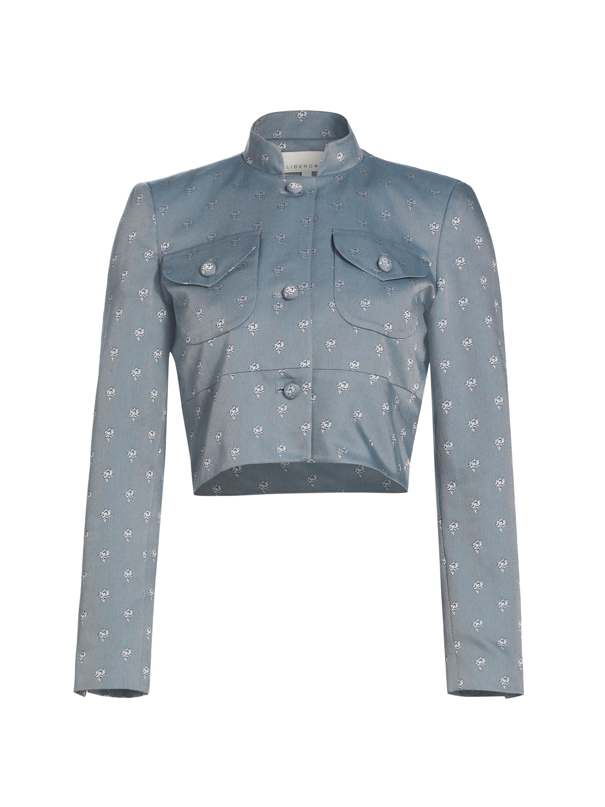 Liberowe Women's Raja Jacquard Cropped Jacket - Stone Blue