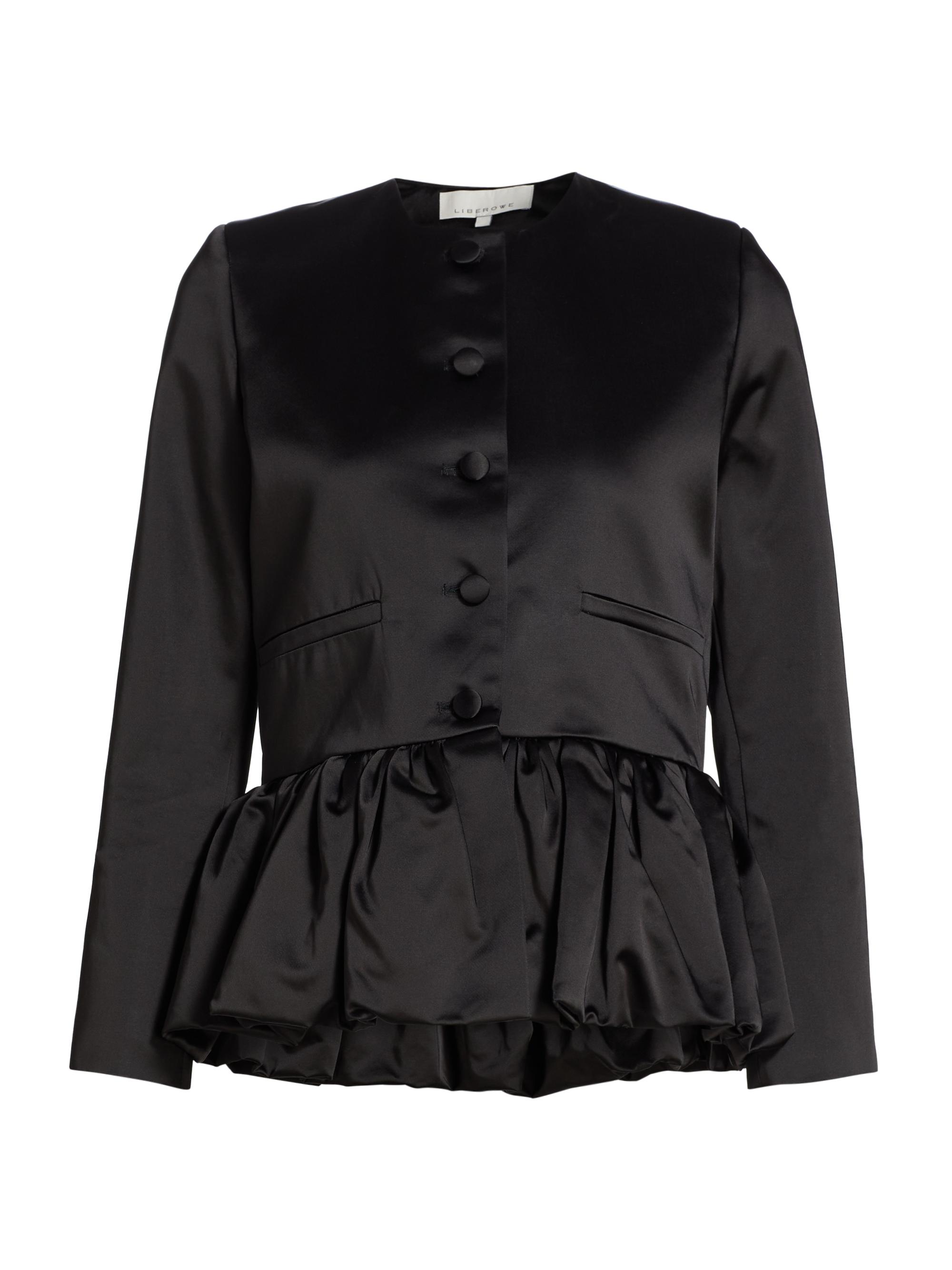 Liberowe Women's Satin Peplum Jacket - Black