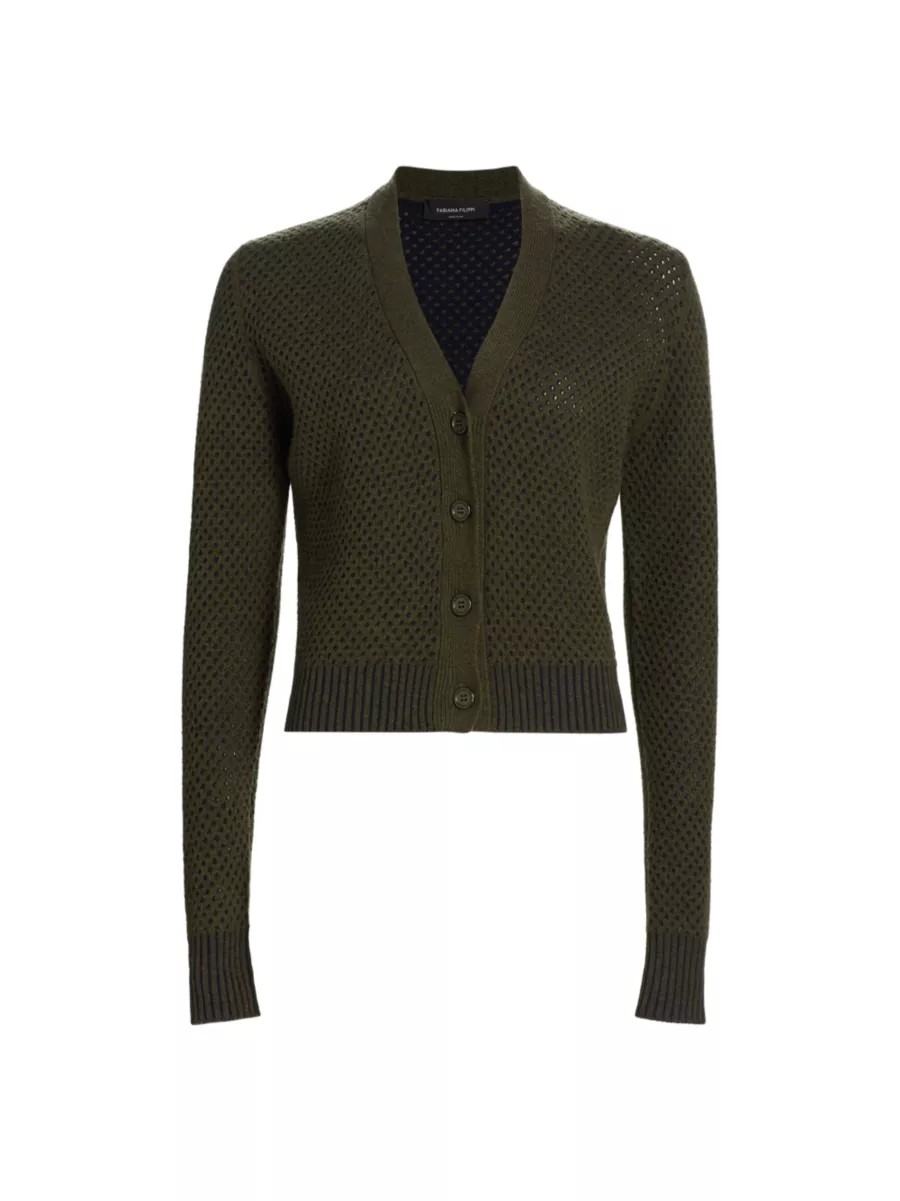 Shop Fabiana Filippi Mesh Wool-Blend Cardigan | Saks Fifth