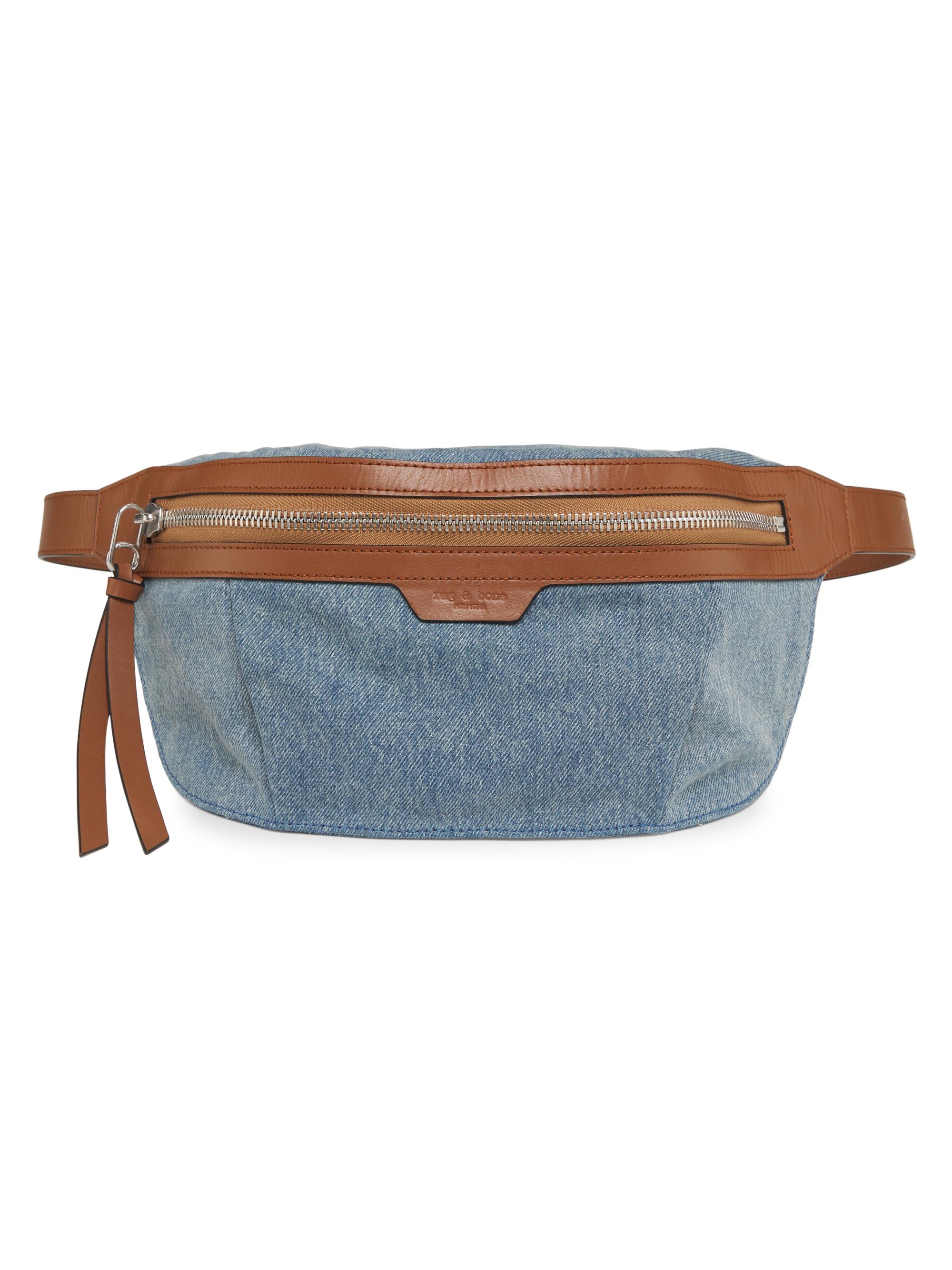 rag & bone Women's Commuter Leather-Trimmed Denim Belt Bag - Denim