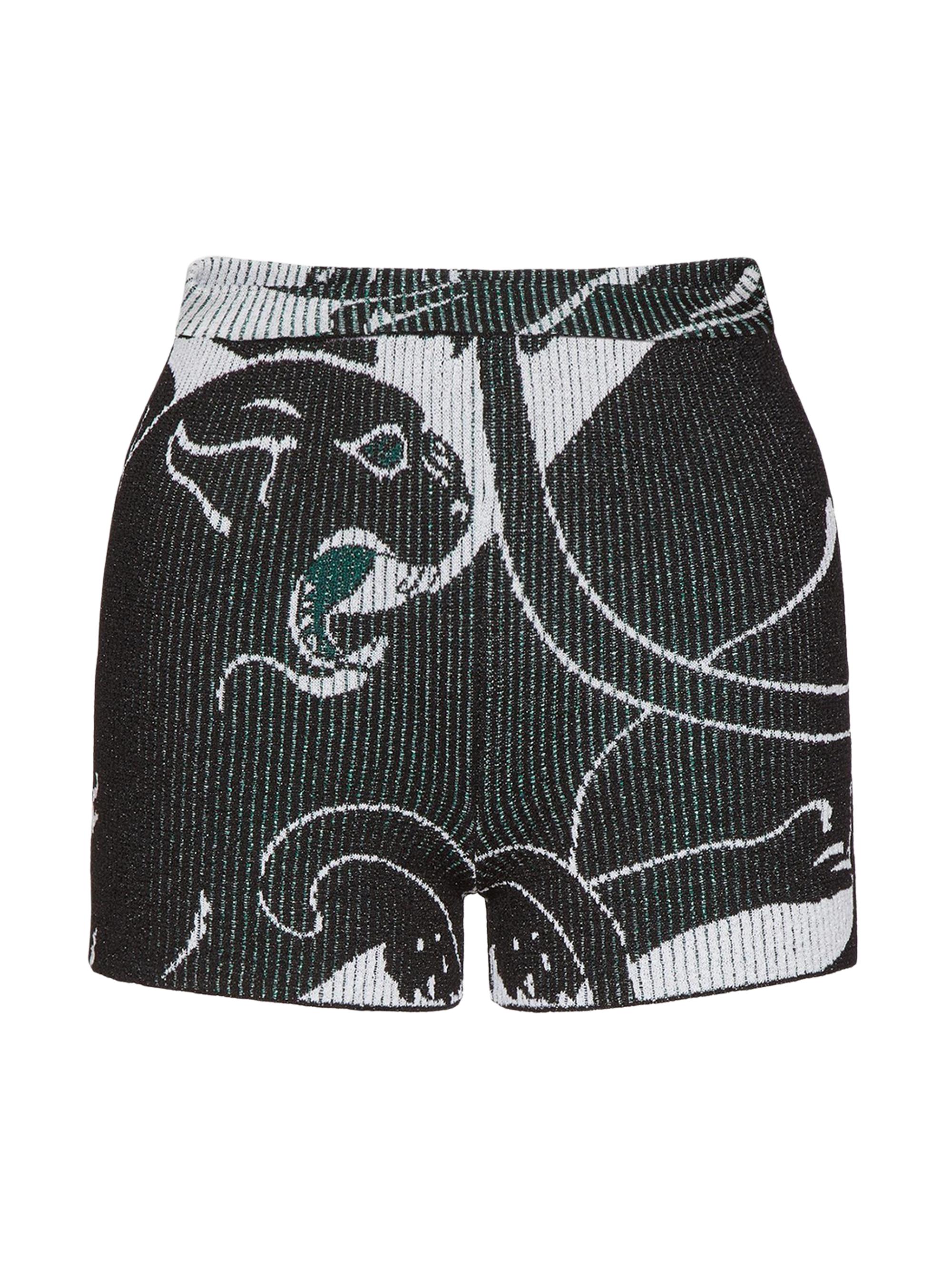 Valentino Garavani Women's Shorts in Panther Jacquard Lurex - Black Multi