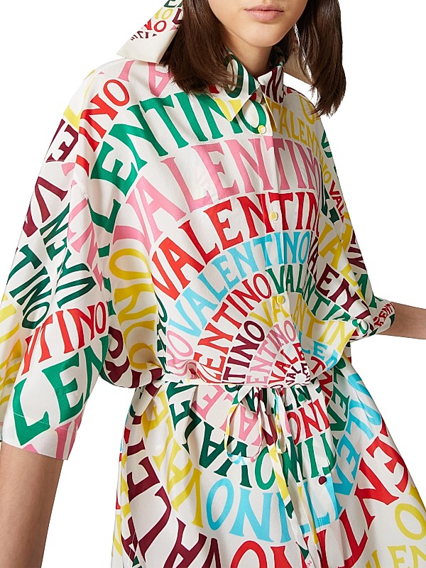 Shop Valentino Garavani Loop Crepe De Chine Shirt Cover-Up Shop Valentino Garavani Loop Crepe De Chine Shirt Cover-Up