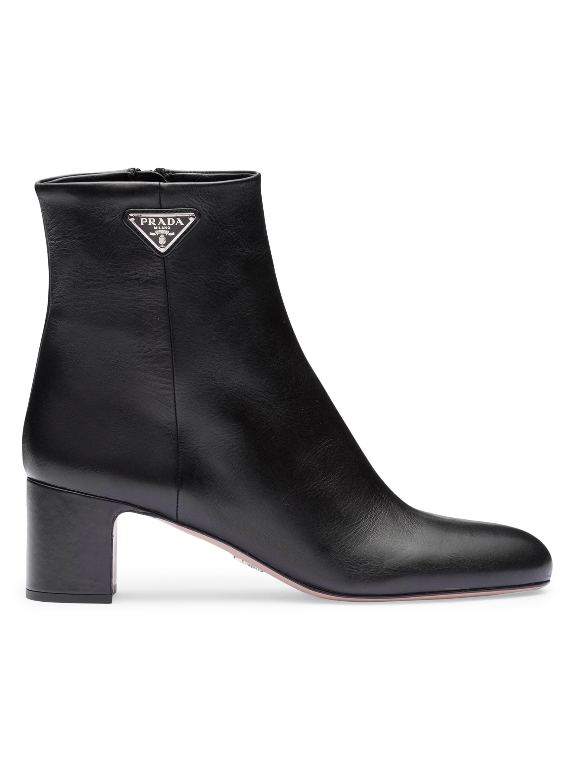 Prada Women's Leather Booties - Black