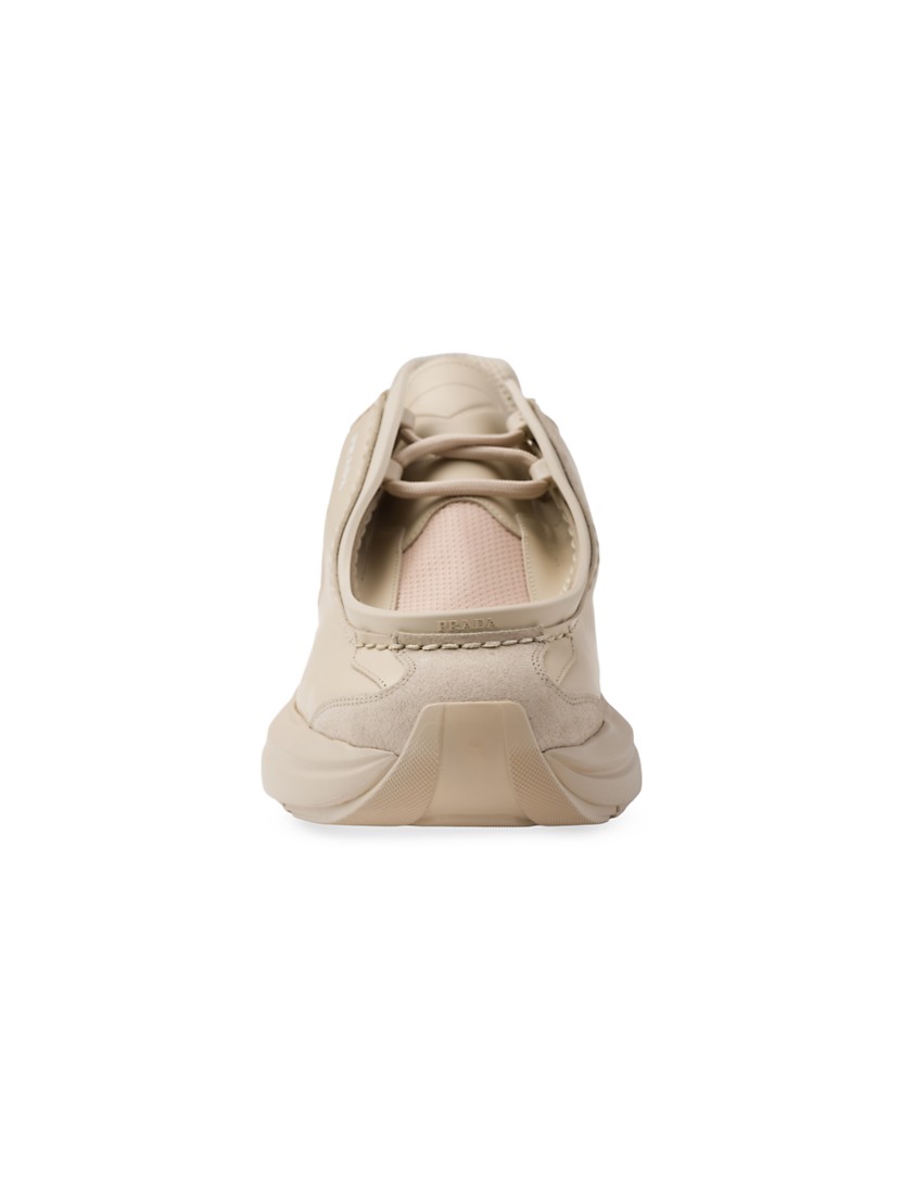Shop Prada Systeme Brushed Leather Sneakers with Bike Fabric Shop Prada Systeme Brushed Leather Sneakers with Bike Fabric