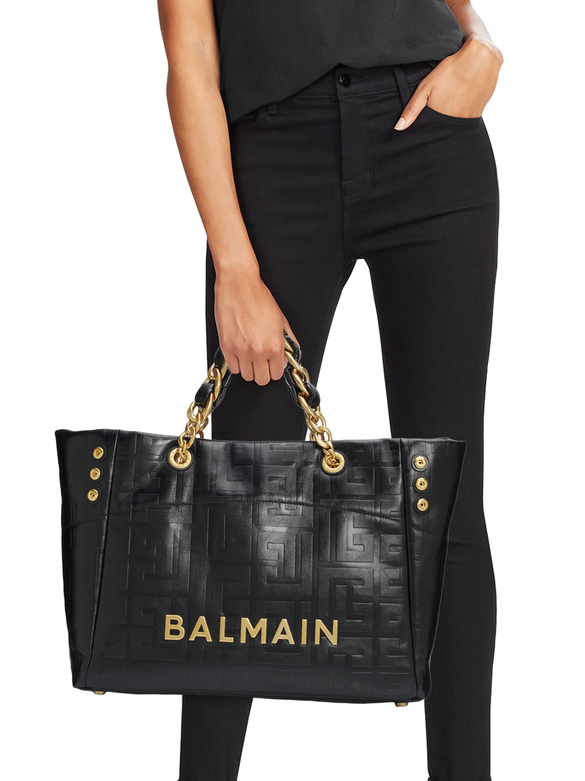 Balmain Soft Cabas Monogram Leather Tote Bag | Saks Fifth Avenue