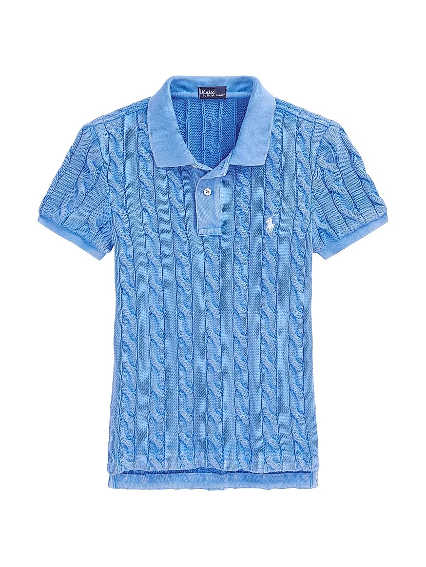 Shop Polo Ralph Lauren Cable-Knit Polo Shirt | Saks Fifth Avenue Shop Polo Ralph Lauren Cable-Knit Polo Shirt | Saks Fifth Avenue
