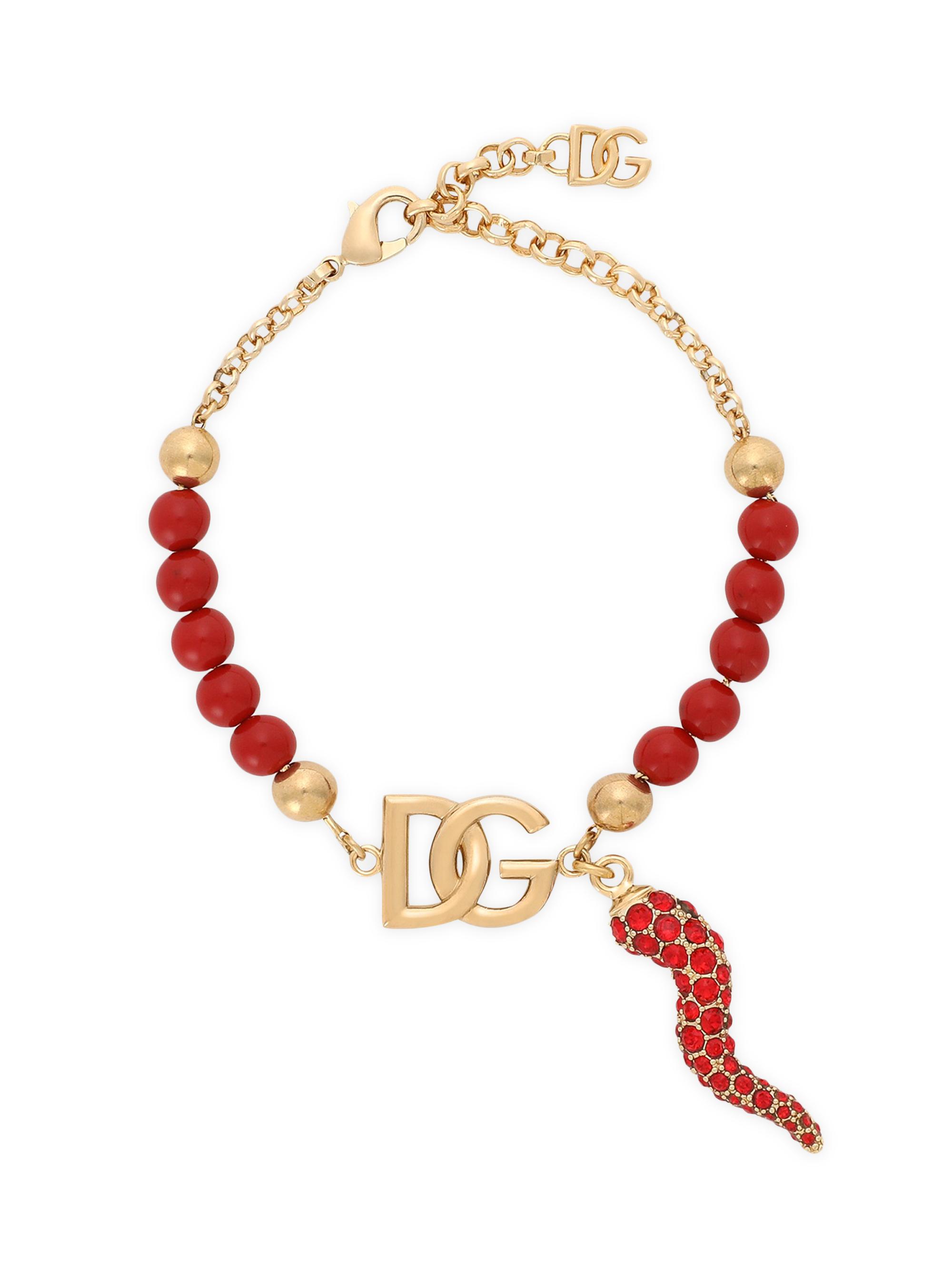 Dolce & Gabbana Women's Goldtone & Glass Monogram Beaded Bracelet - Yellow Gold
