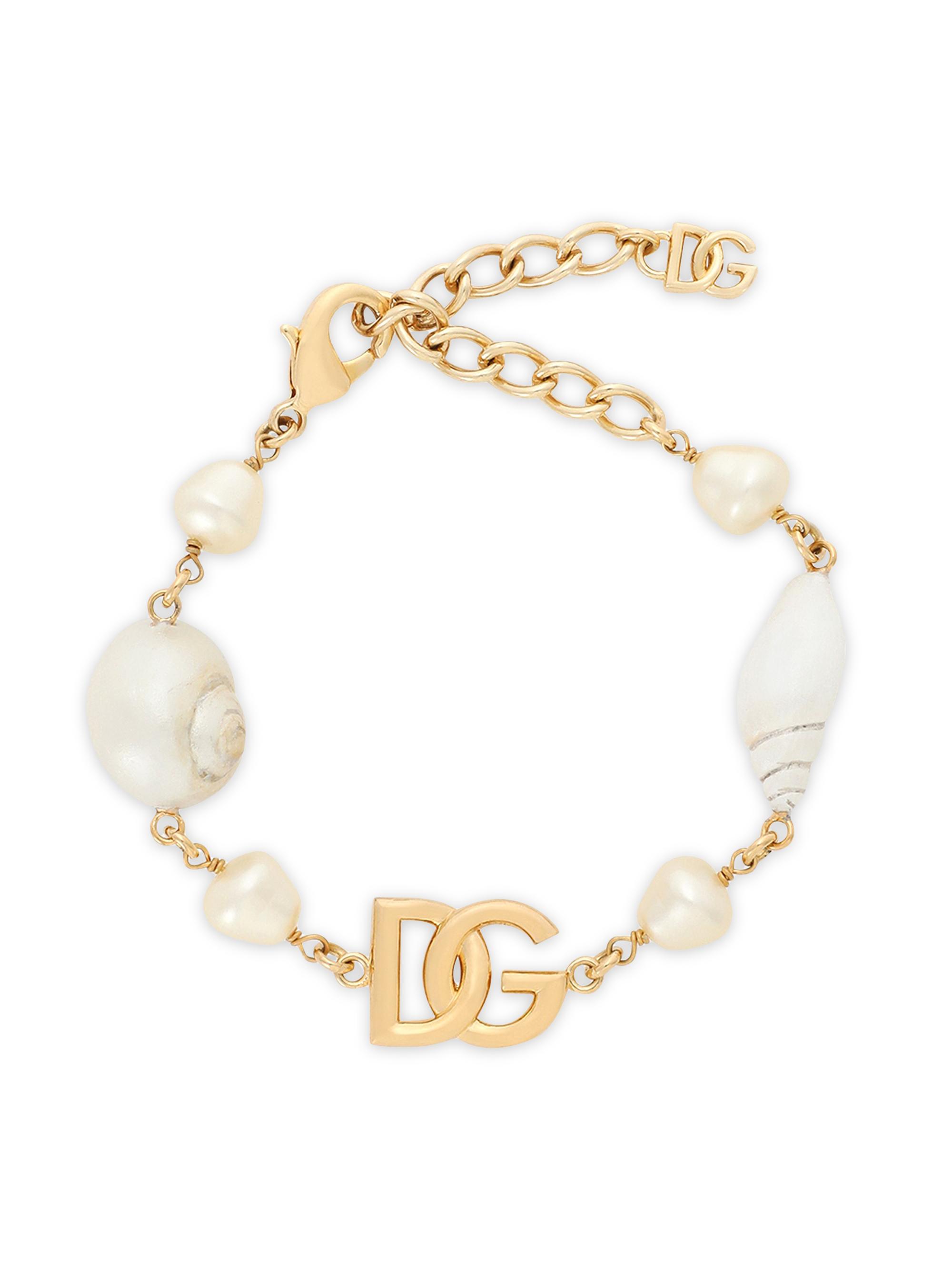 Dolce & Gabbana Women's Goldtone, Imitation Pearl & Shell Monogram Bracelet - Yellow Gold