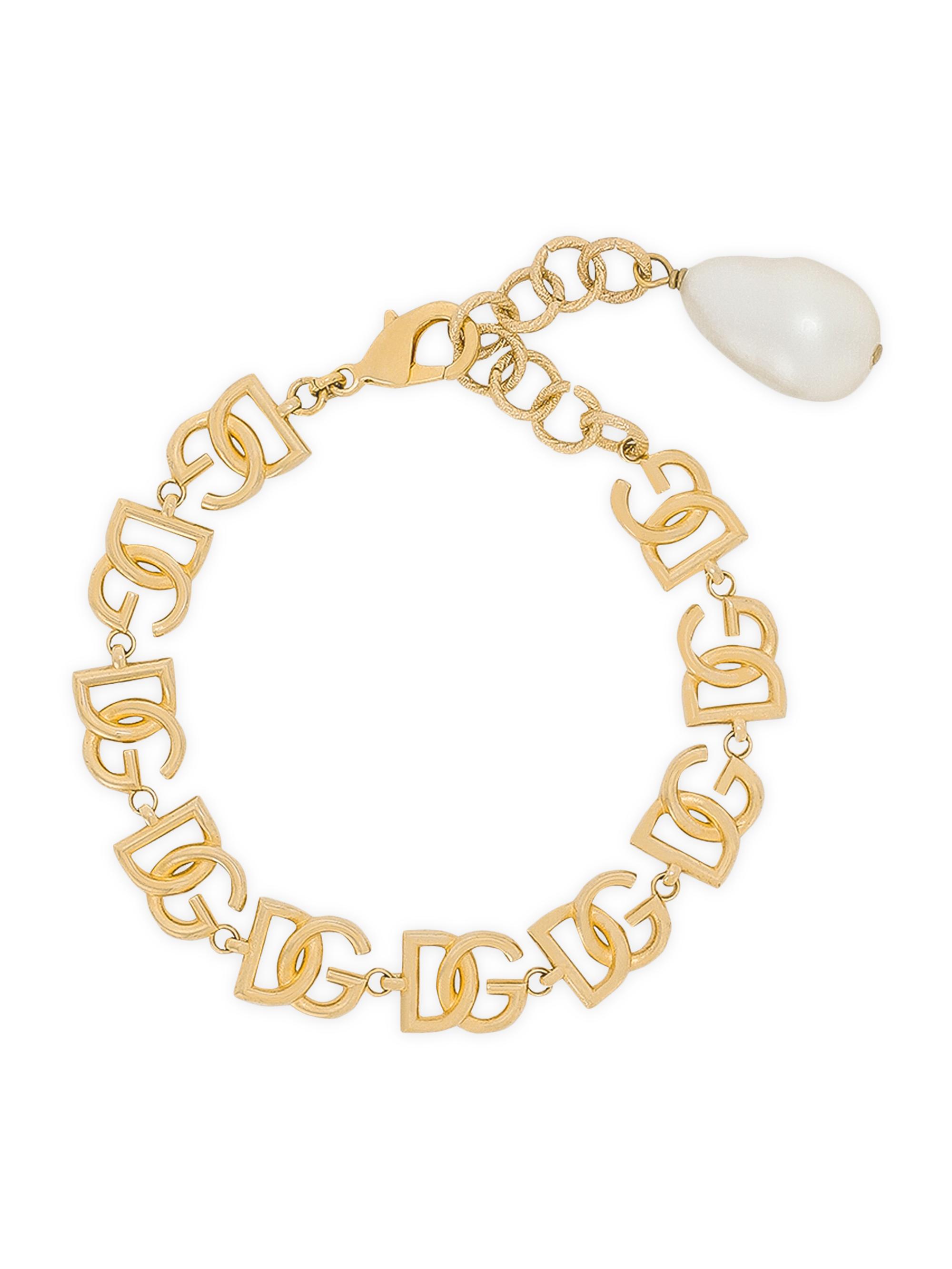 Dolce & Gabbana Women's DG Logo Goldtone & Baroque Imitation Pearl Bracelet - Yellow Gold