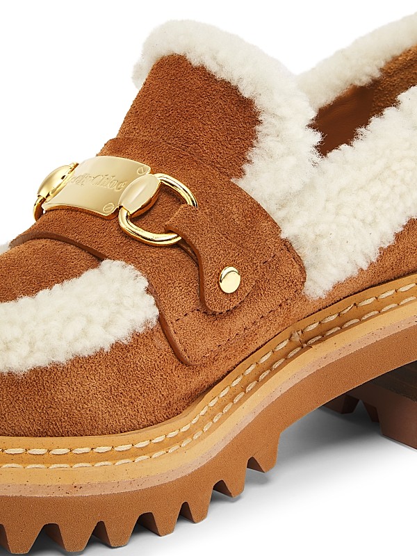 Shop See by Chloé Juliet Leather & Shearling Loafers | Saks Shop See by Chloé Juliet Leather & Shearling Loafers | Saks