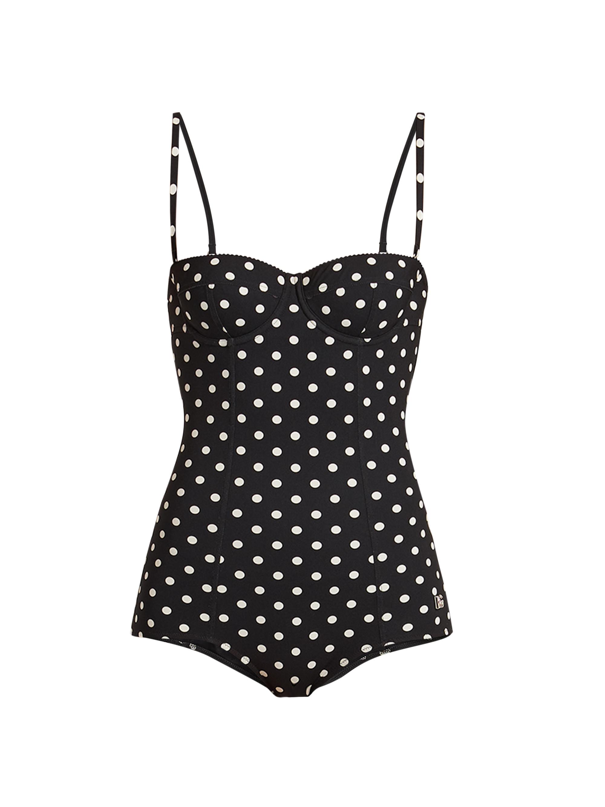 Dolce & Gabbana Women's Intero Polka-Dot One-Piece Swimsuit - Pois Bianco Nero