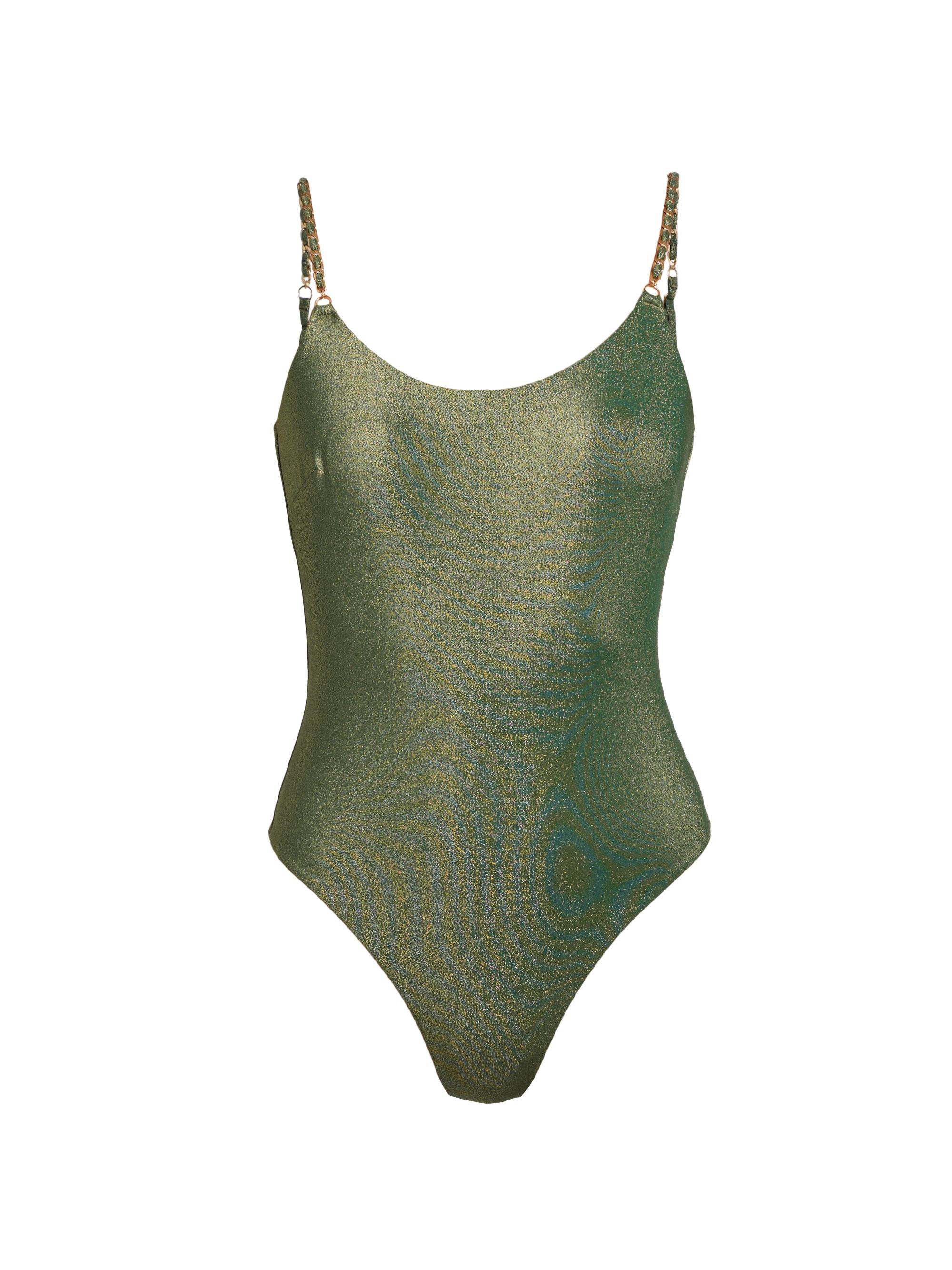 Zimmermann Women's Halliday Glittery One-Piece Swimsuit - Forest Green