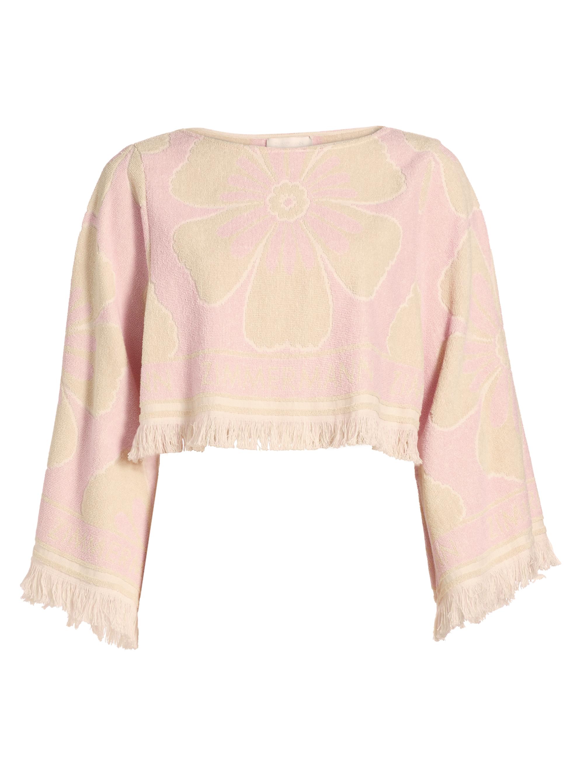 Zimmermann Women's Pop Terry Floral Crop Top - Pink Cream