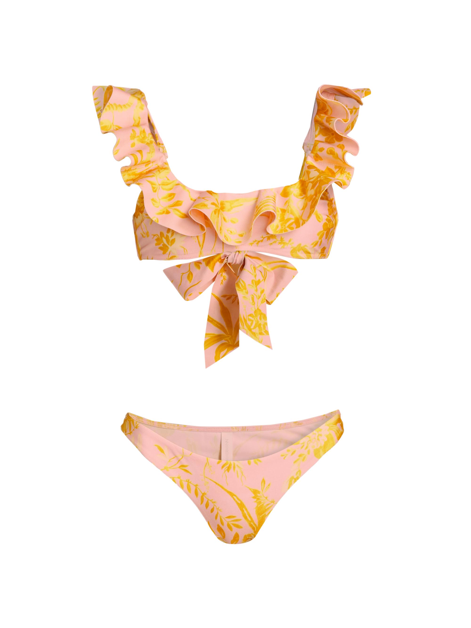 Zimmermann Women's Floral Frill Bikini Set - Pink Gold Floral