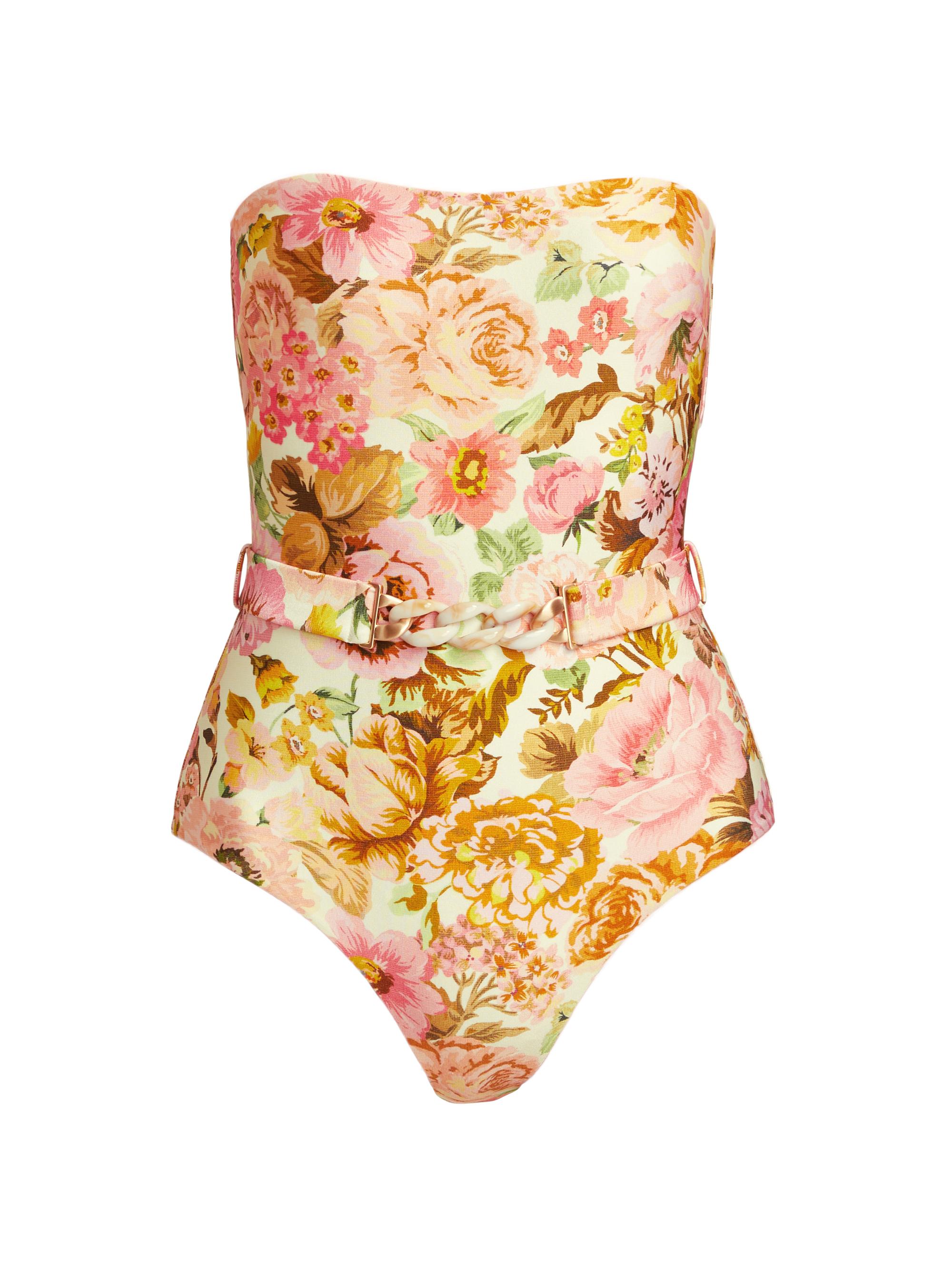 Zimmermann Women's Strapless Belted One-Piece Swimsuit - Pink Rose