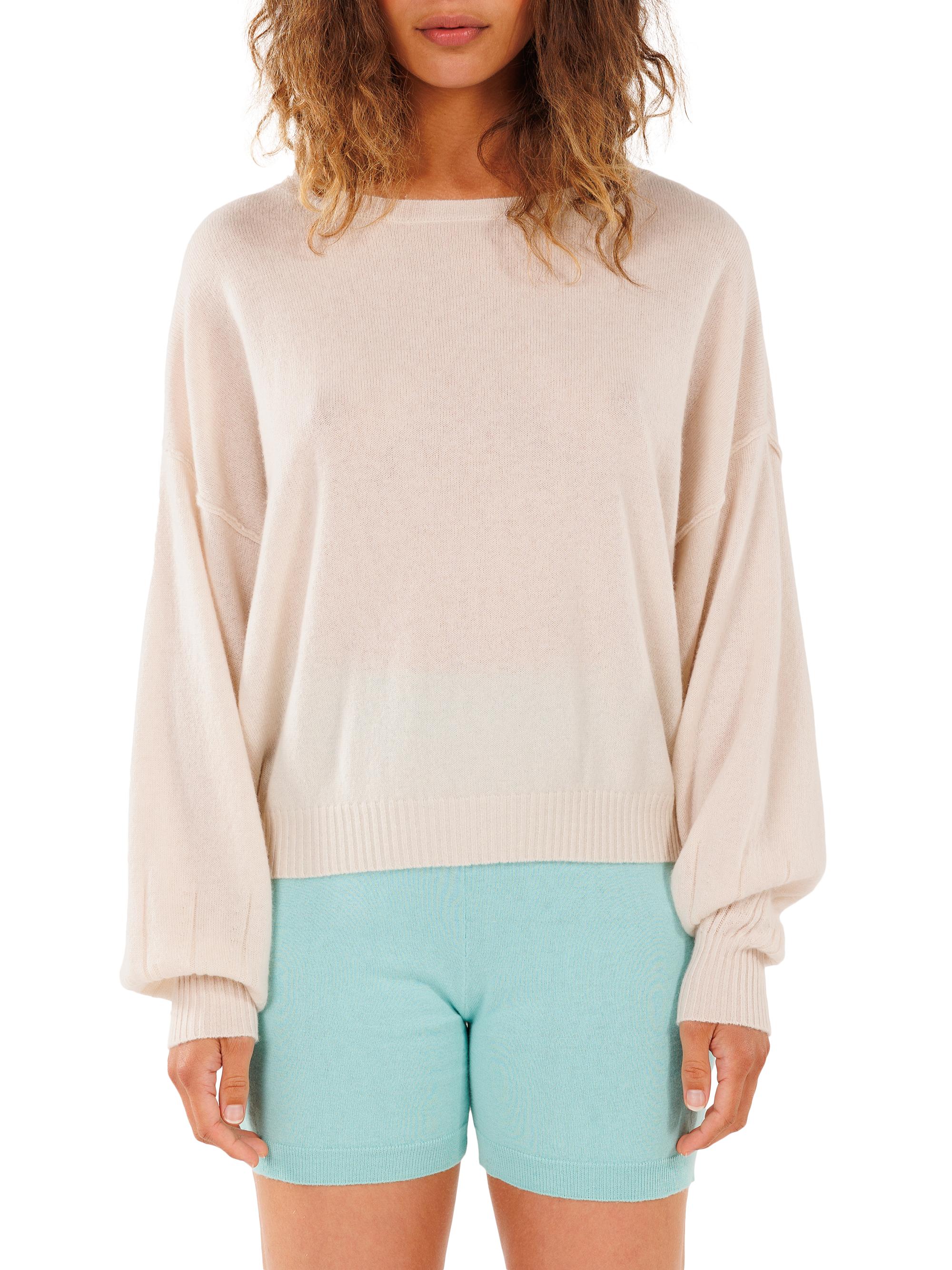 Crush Cashmere Women's Abby Cashmere Balloon-Sleeve Sweater - Milk