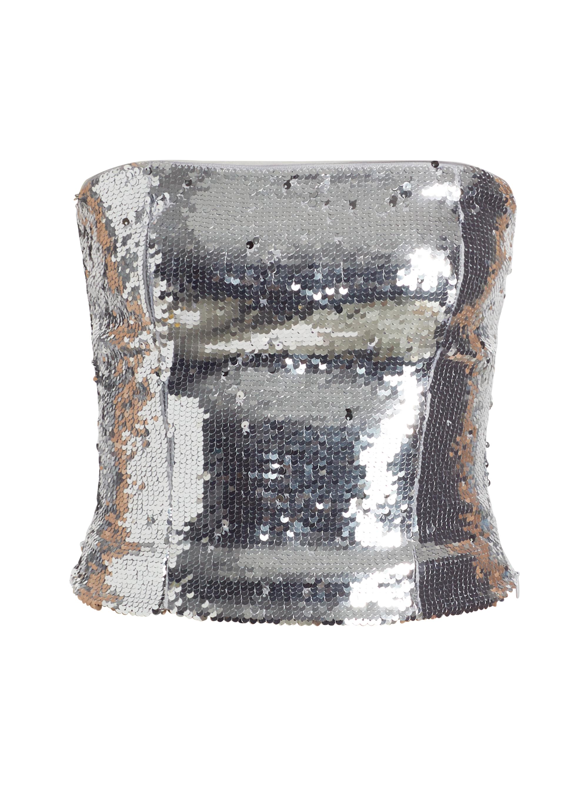 Guizio Women's Sequined Tube Top - Silver