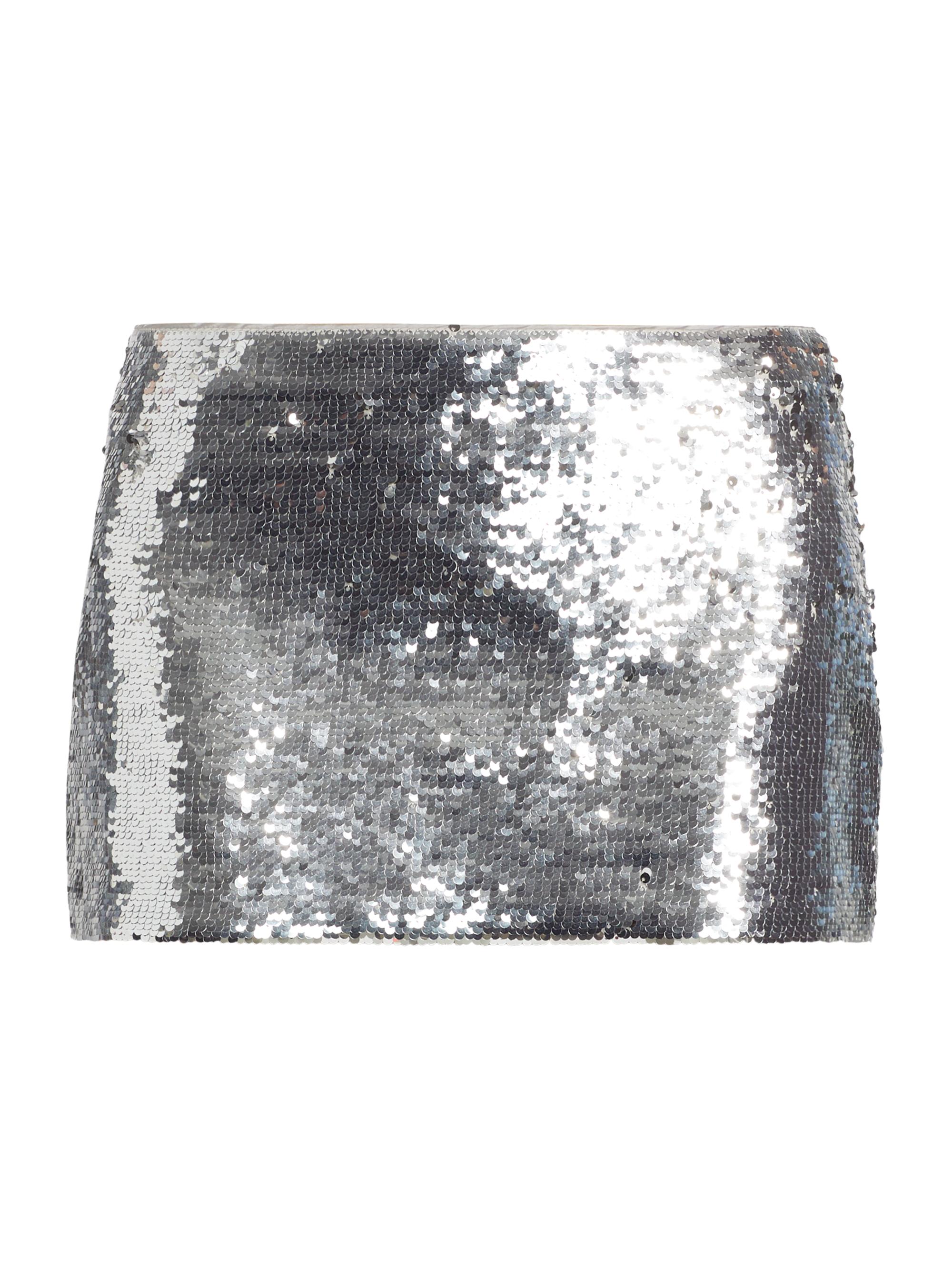 Guizio Women's Sequined Low-Rise Miniskirt - Silver