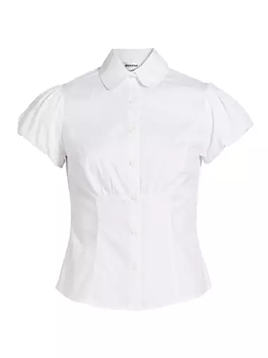 Liana Shirred Puff-Sleeve Shirt