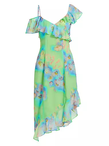 Sovana Floral Ruffle Off-the-Shoulder Dress