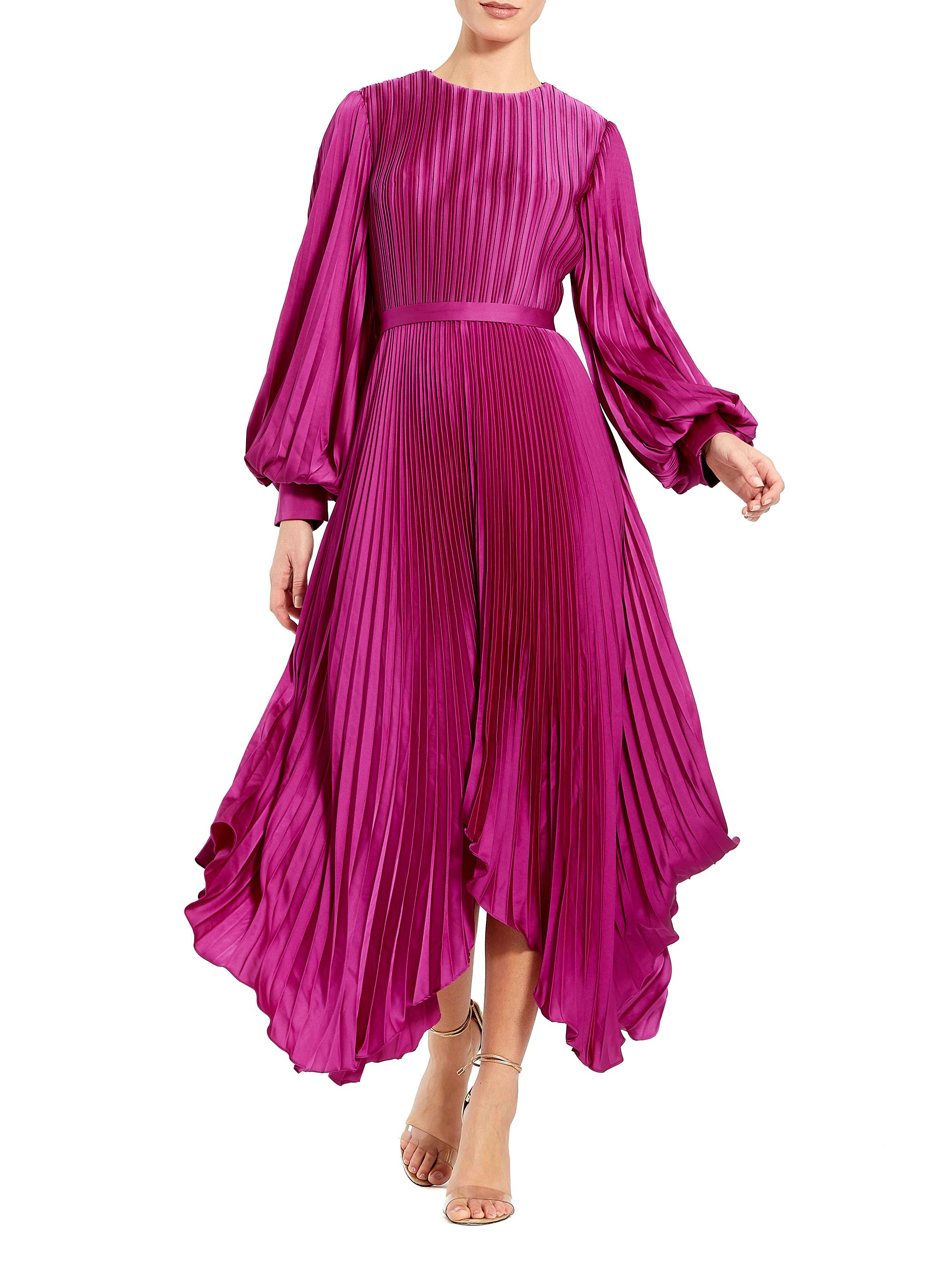 Mac Duggal Women's Ieena Pleated Midi-Dress - Fuchsia