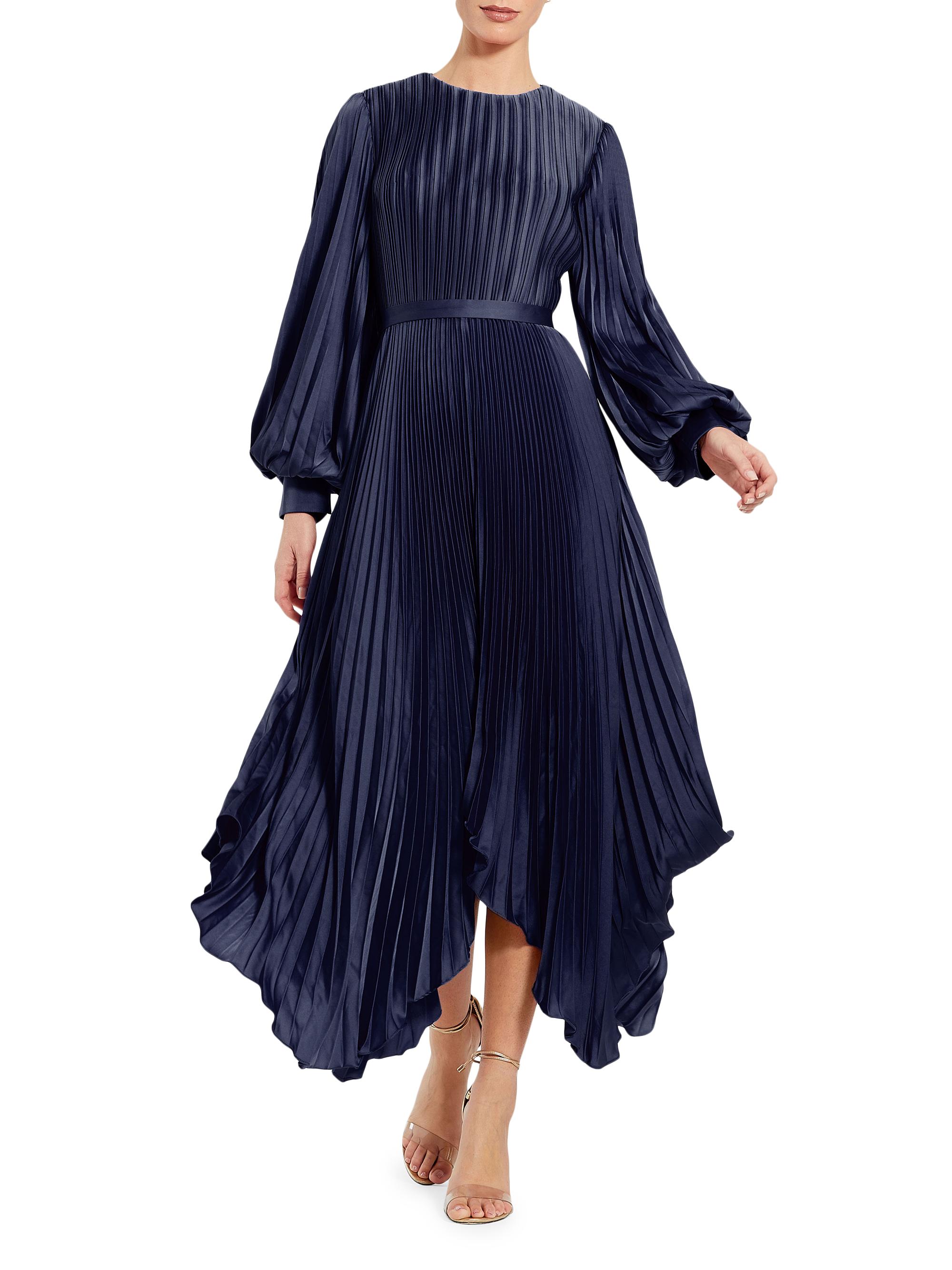 Mac Duggal Women's Ieena Pleated Midi-Dress - Midnight